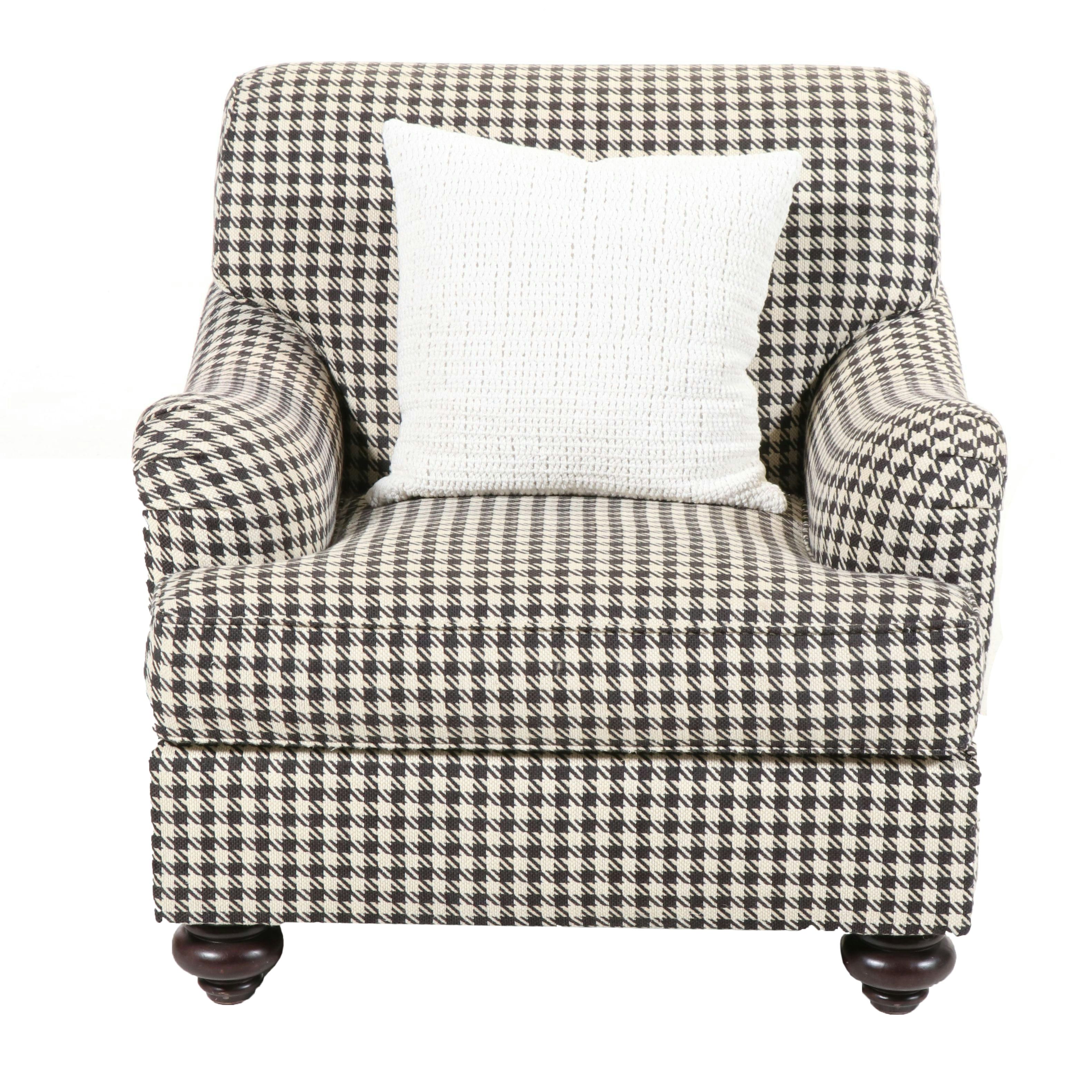 Henredon Houndstooth-Upholstered English Roll-Arm Easy Chair