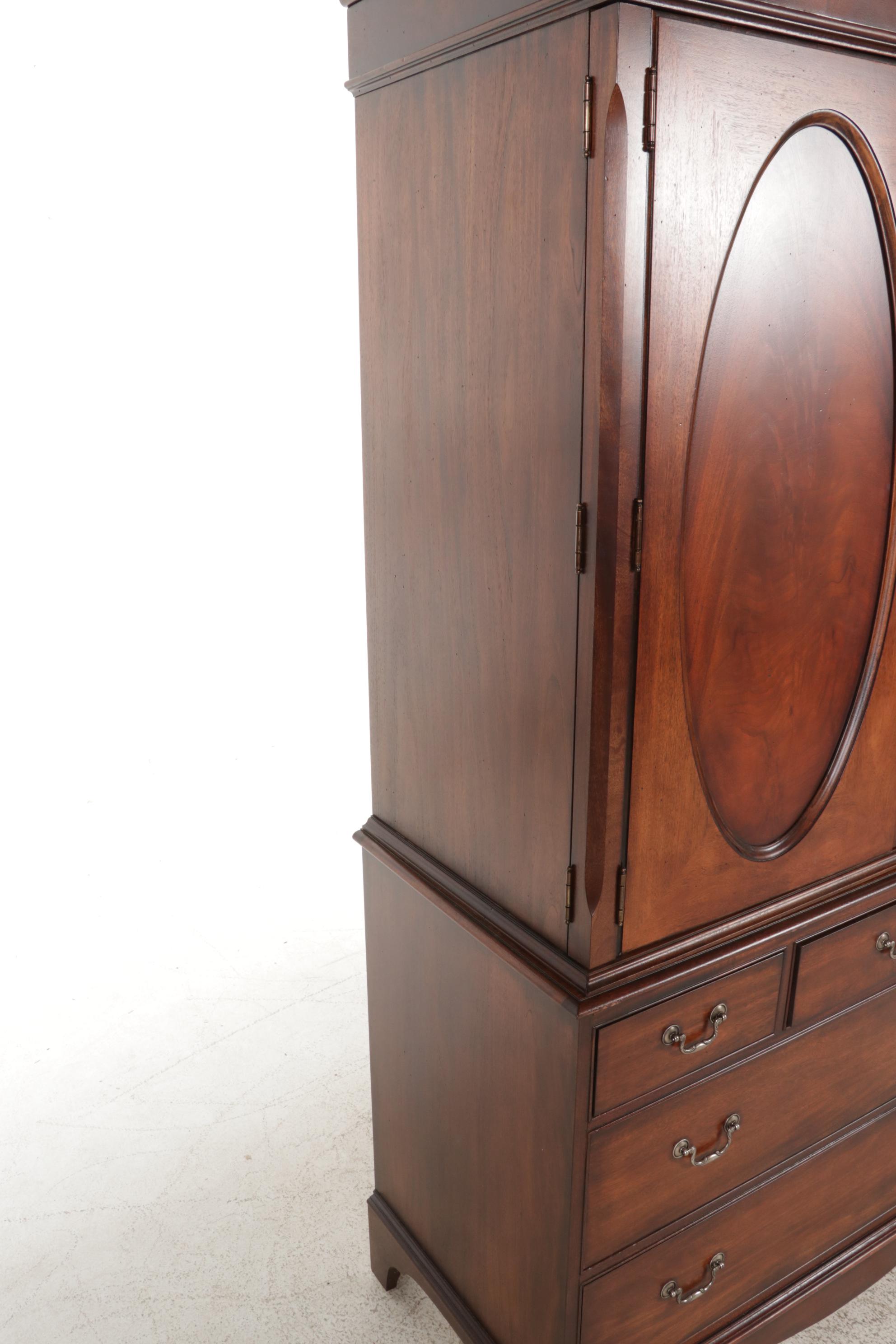 Ethan Allen Newport Collection Linen Press on Chest, Late 20th to 21st Century