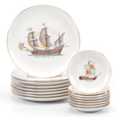 Eschenbach Baronet China Ship Themed Plates and Coasters
