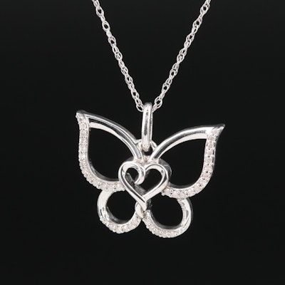 Sterling Diamond Butterfly Necklace