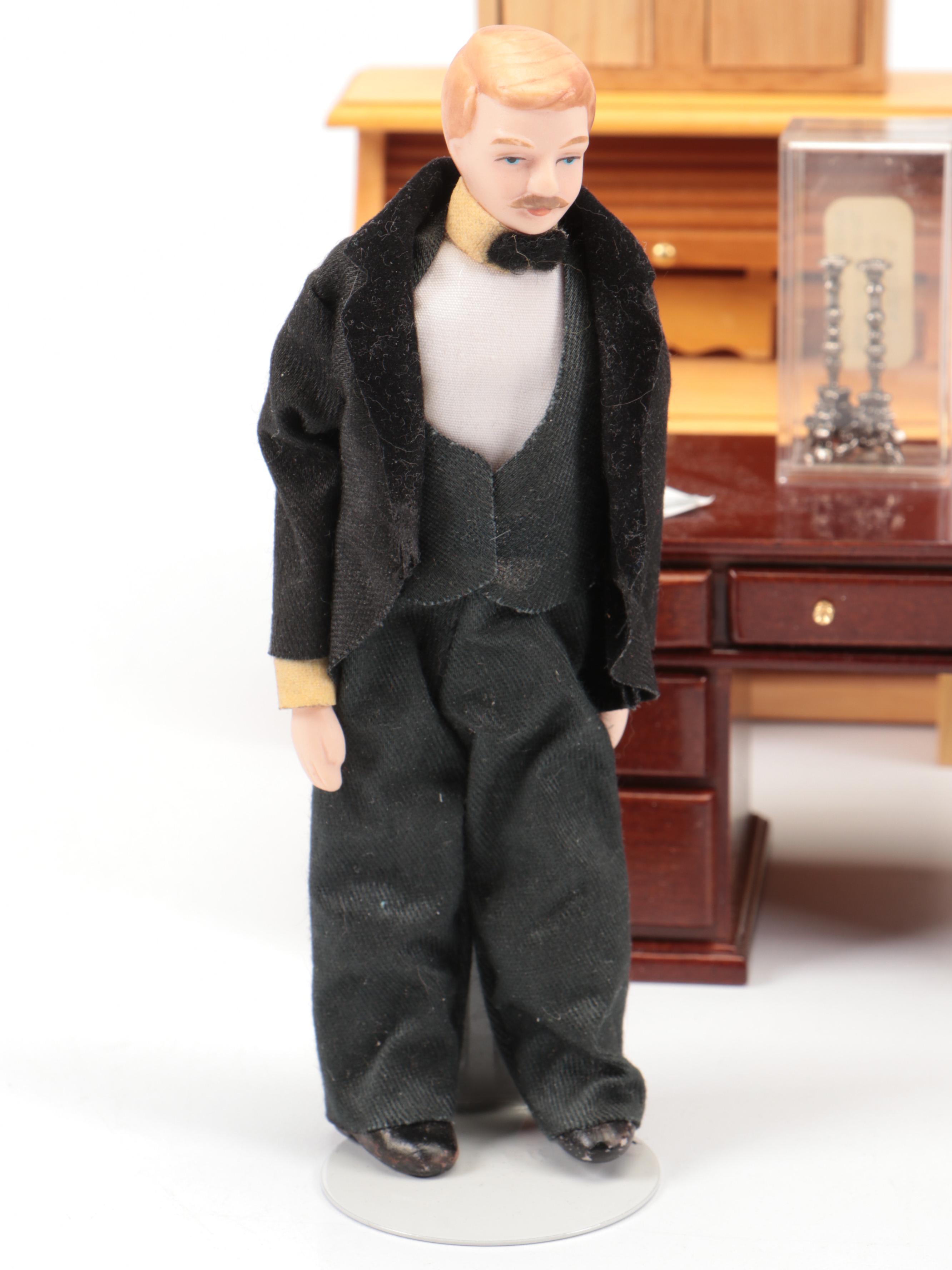 Concord Miniature Wood Table with Other Office-Themed Miniatures