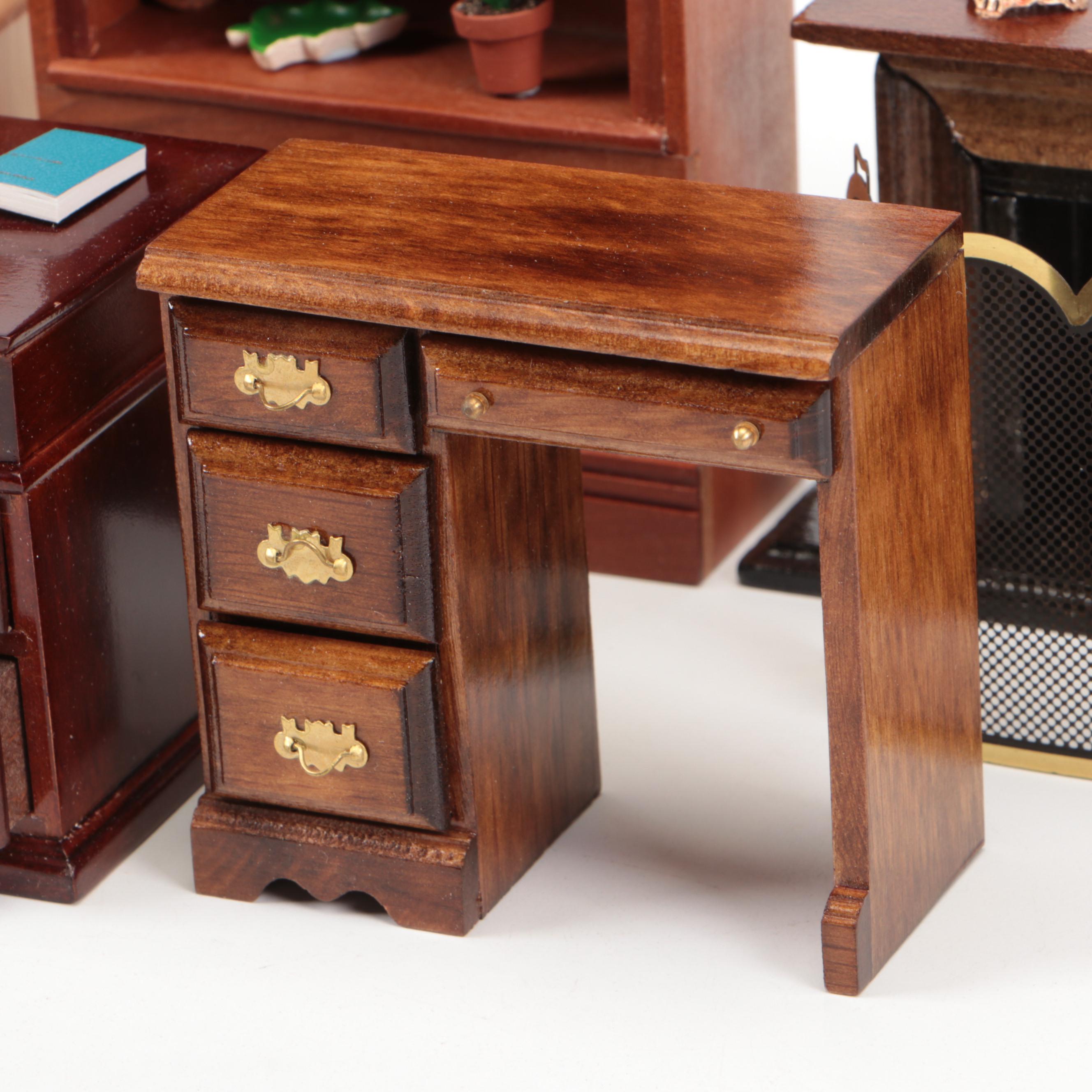 Concord Miniature Wood Table with Other Office-Themed Miniatures