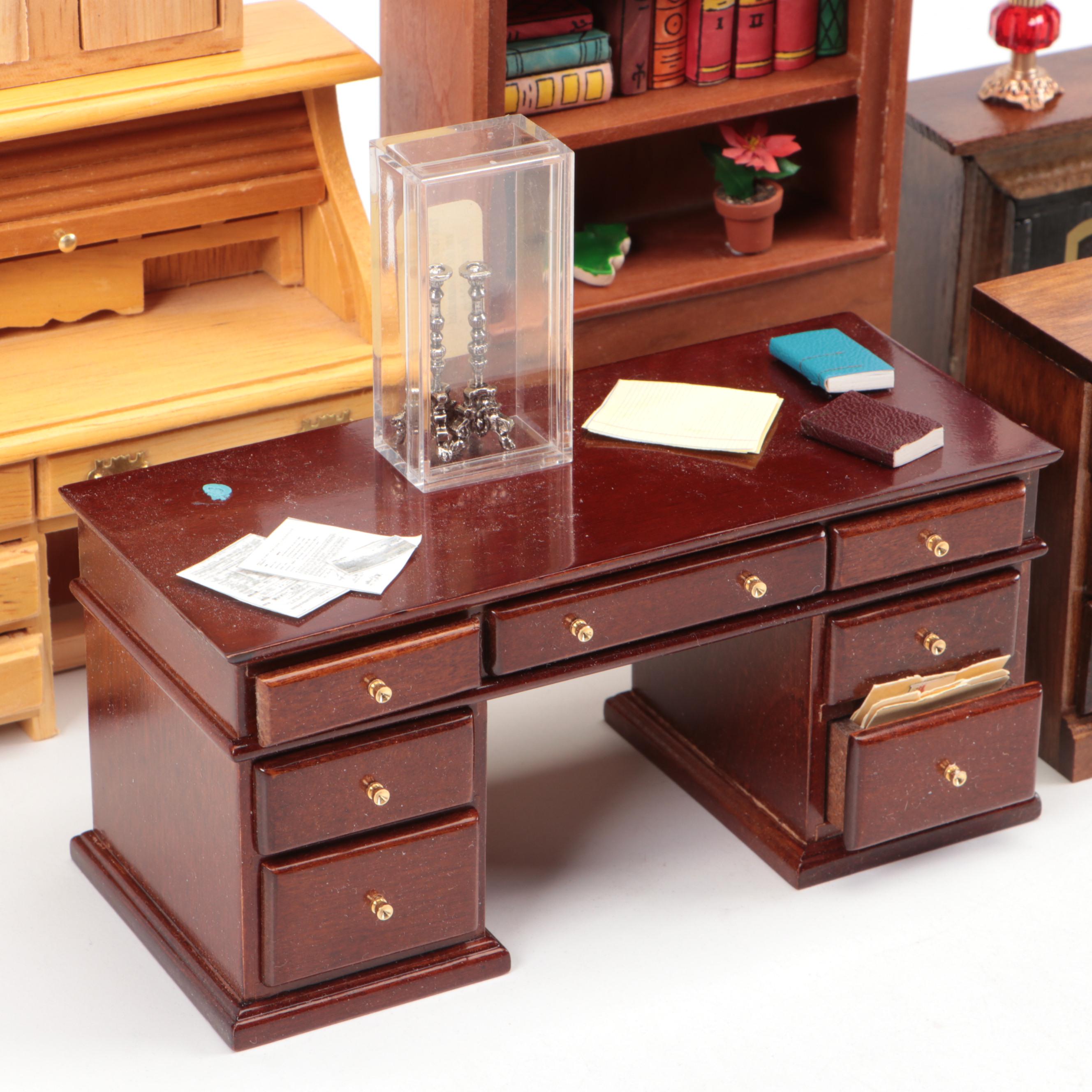 Concord Miniature Wood Table with Other Office-Themed Miniatures
