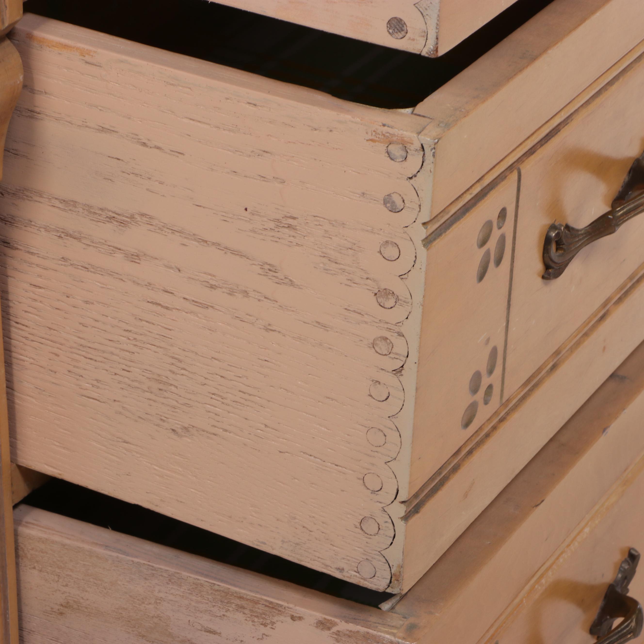 Victorian Buff-Painted Three-Drawer Chest, Late 19th Century