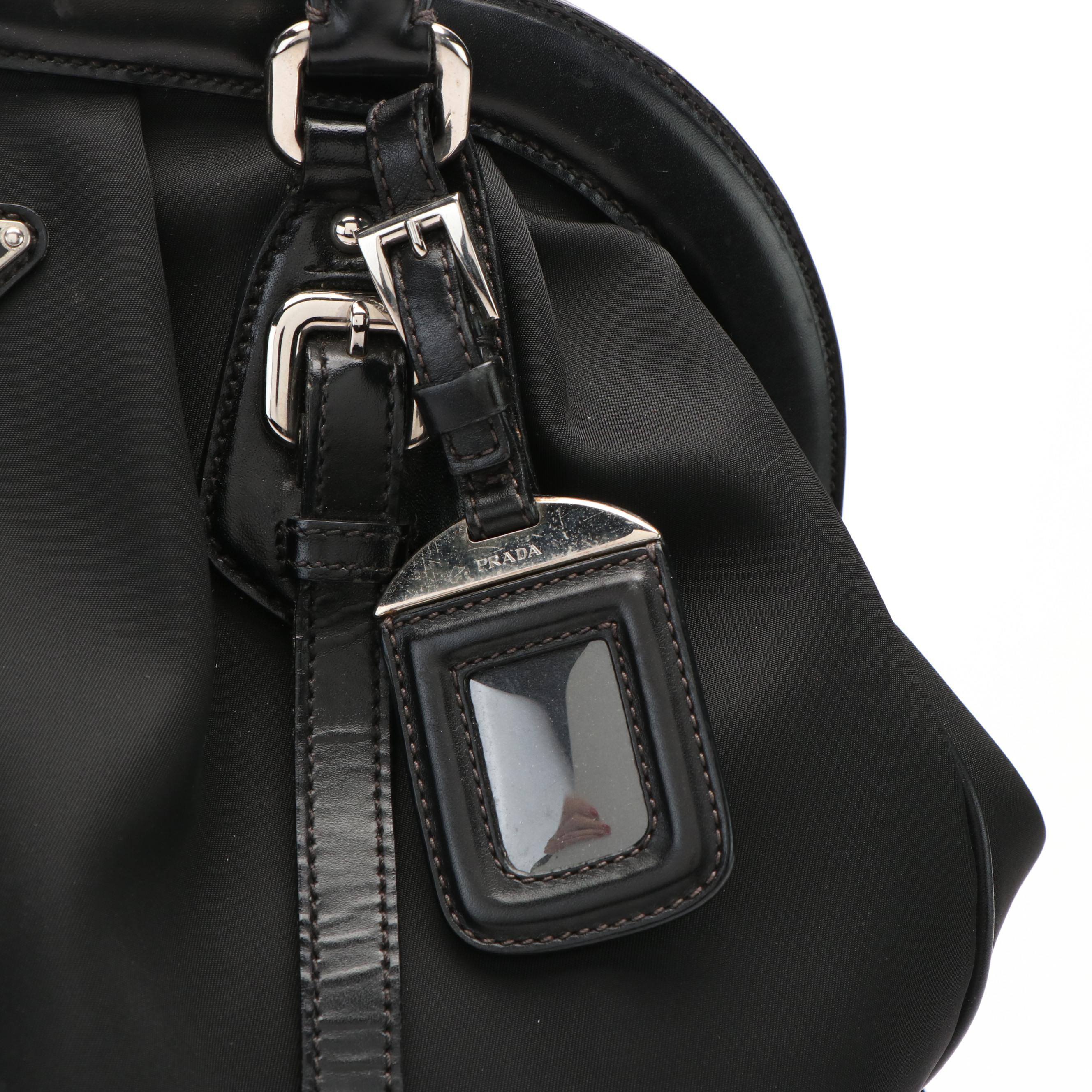 Prada Canapa Satchel Top Handle Bag in Black Tessuto Nylon