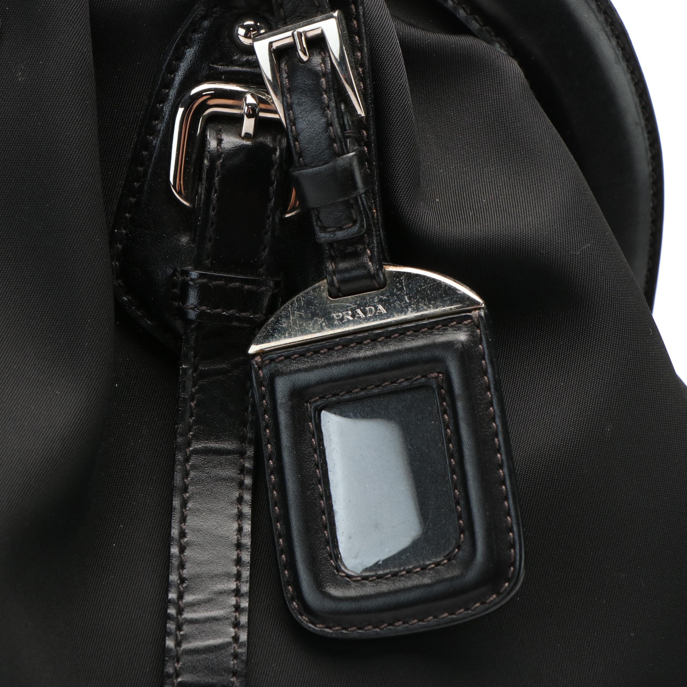 Prada Canapa Satchel Top Handle Bag in Black Tessuto Nylon