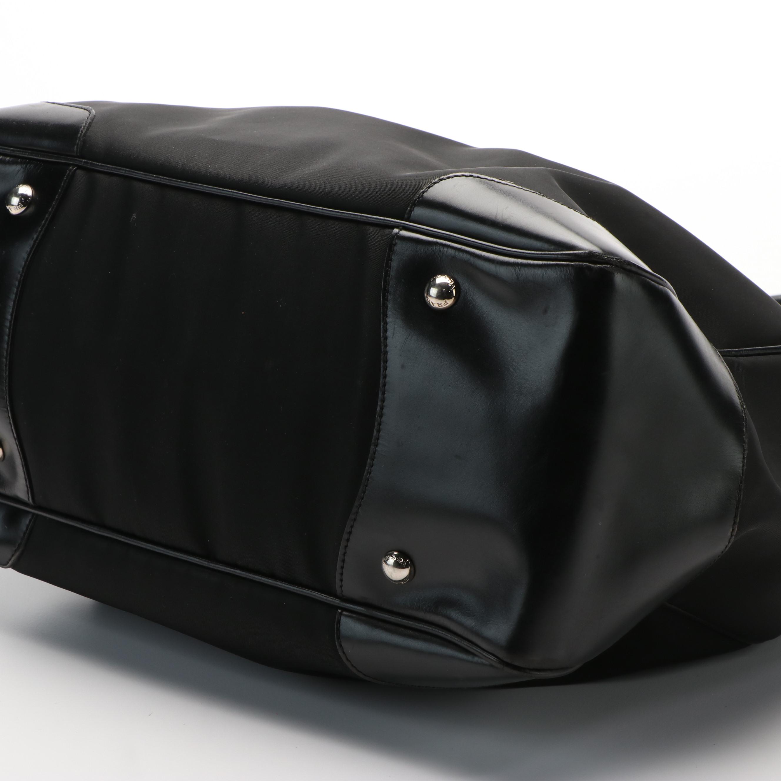 Prada Canapa Satchel Top Handle Bag in Black Tessuto Nylon