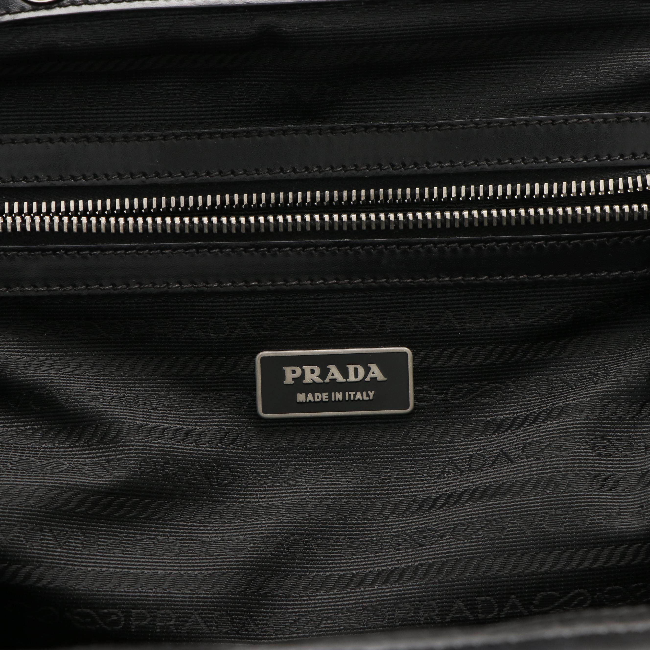 Prada Canapa Satchel Top Handle Bag in Black Tessuto Nylon