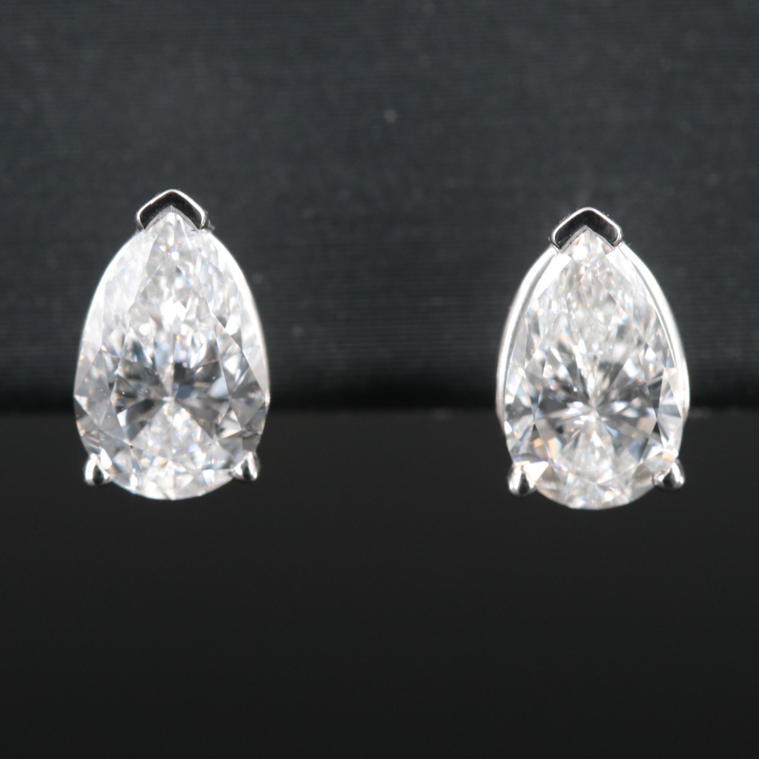 Platinum 2.00 CTW Lab Grown Diamond Stud Earrings with IGI Reports