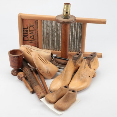 Columbus Washboard Co. "Dubl Handi" Washboard with Shoe Forms and More