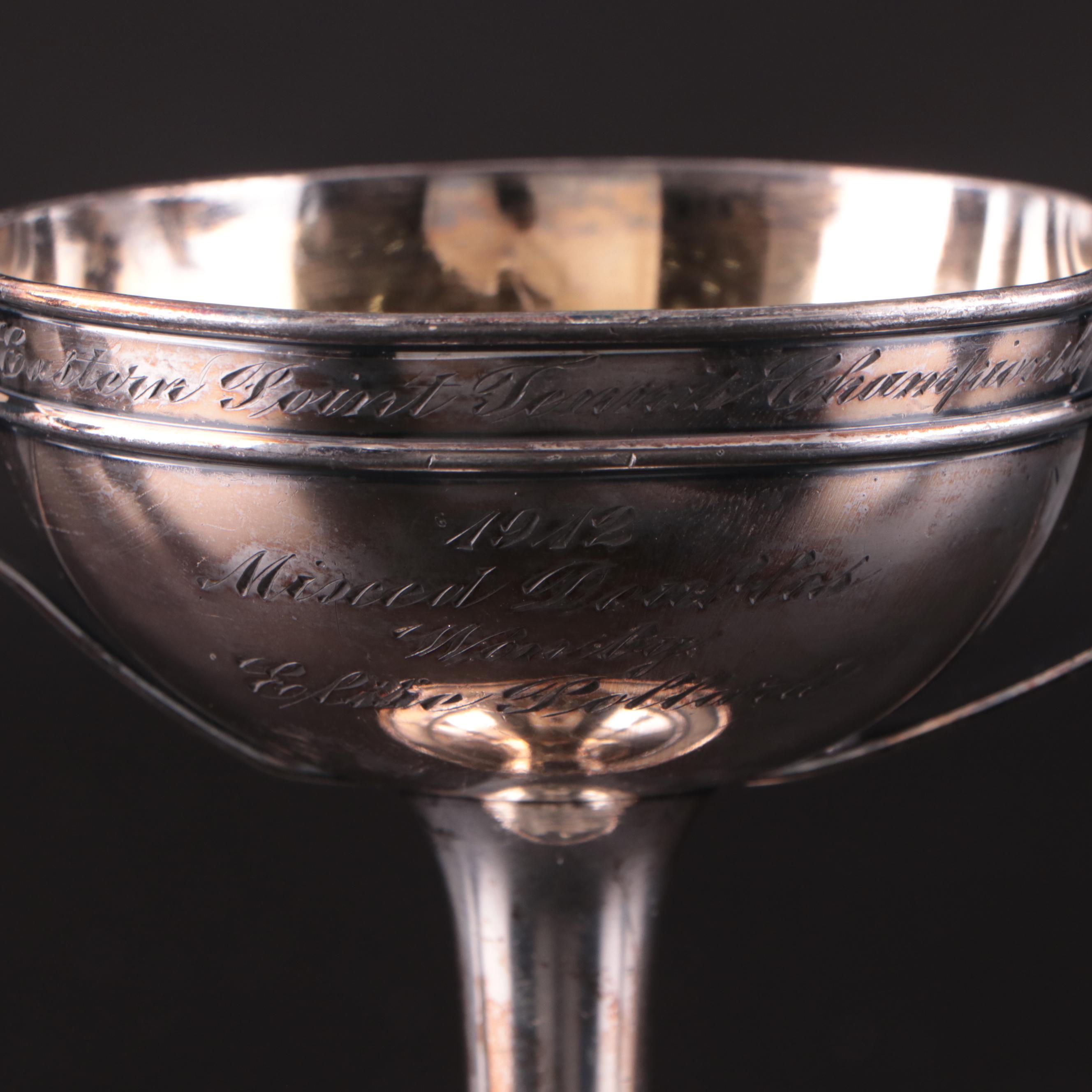 Vintage Tennis Trophies Featuring Men's Singles and Mixed Doubles Awards