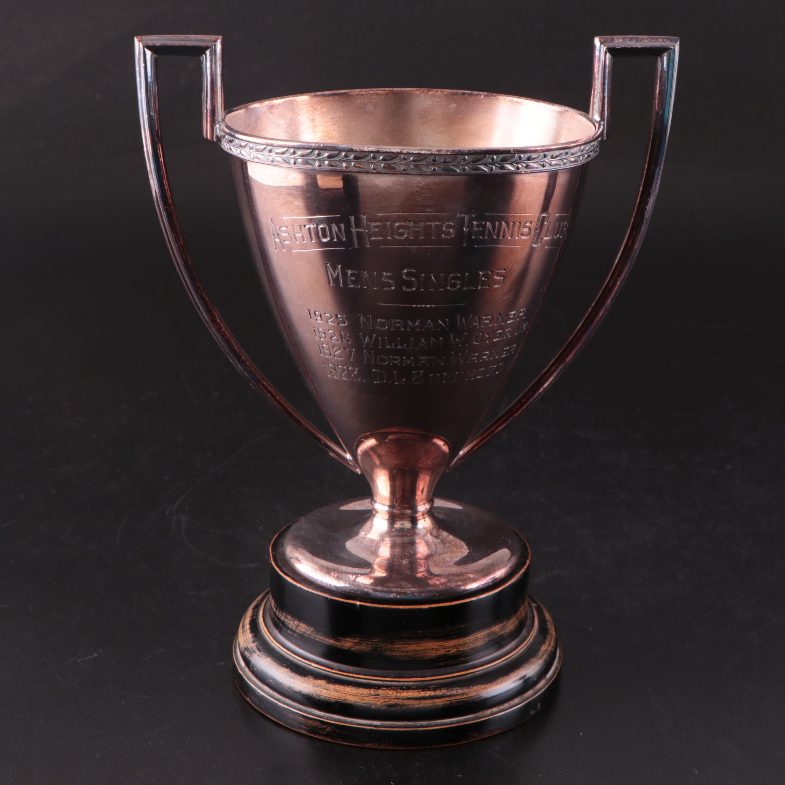 Vintage Tennis Trophies Featuring Men's Singles and Mixed Doubles Awards