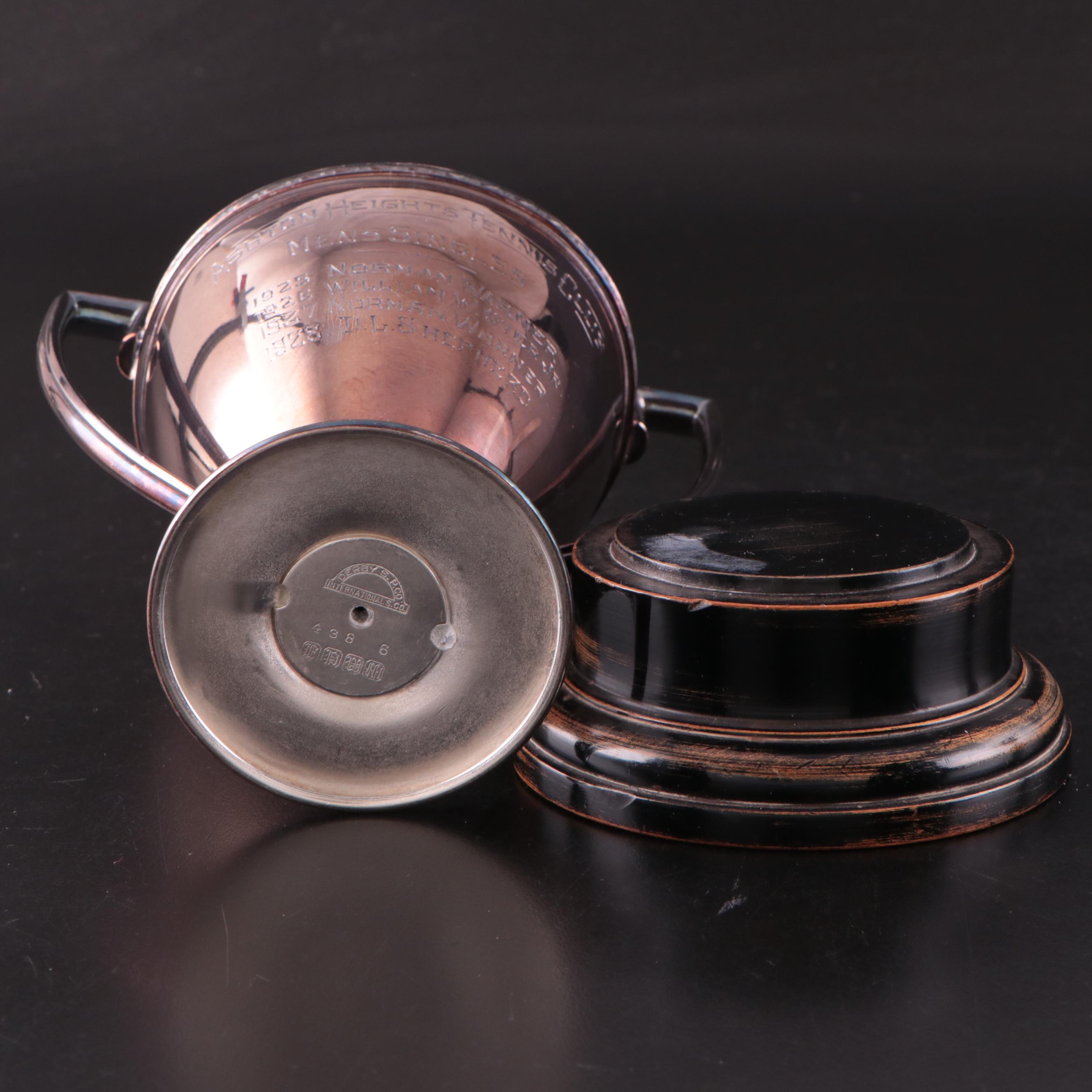 Vintage Tennis Trophies Featuring Men's Singles and Mixed Doubles Awards