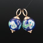 14K Cloisonné Enamel Earring Enhancers