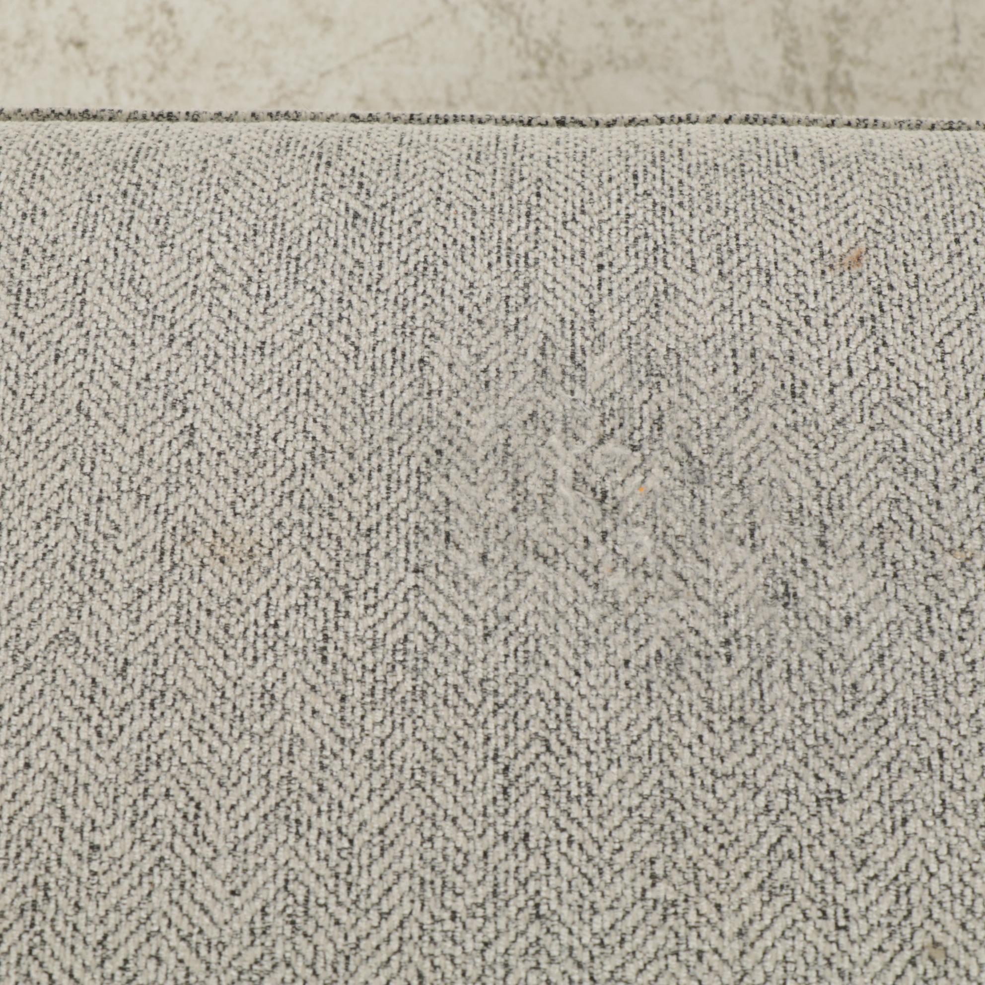 Herringbone-Pattern Upholstered Storage Ottoman on Casters