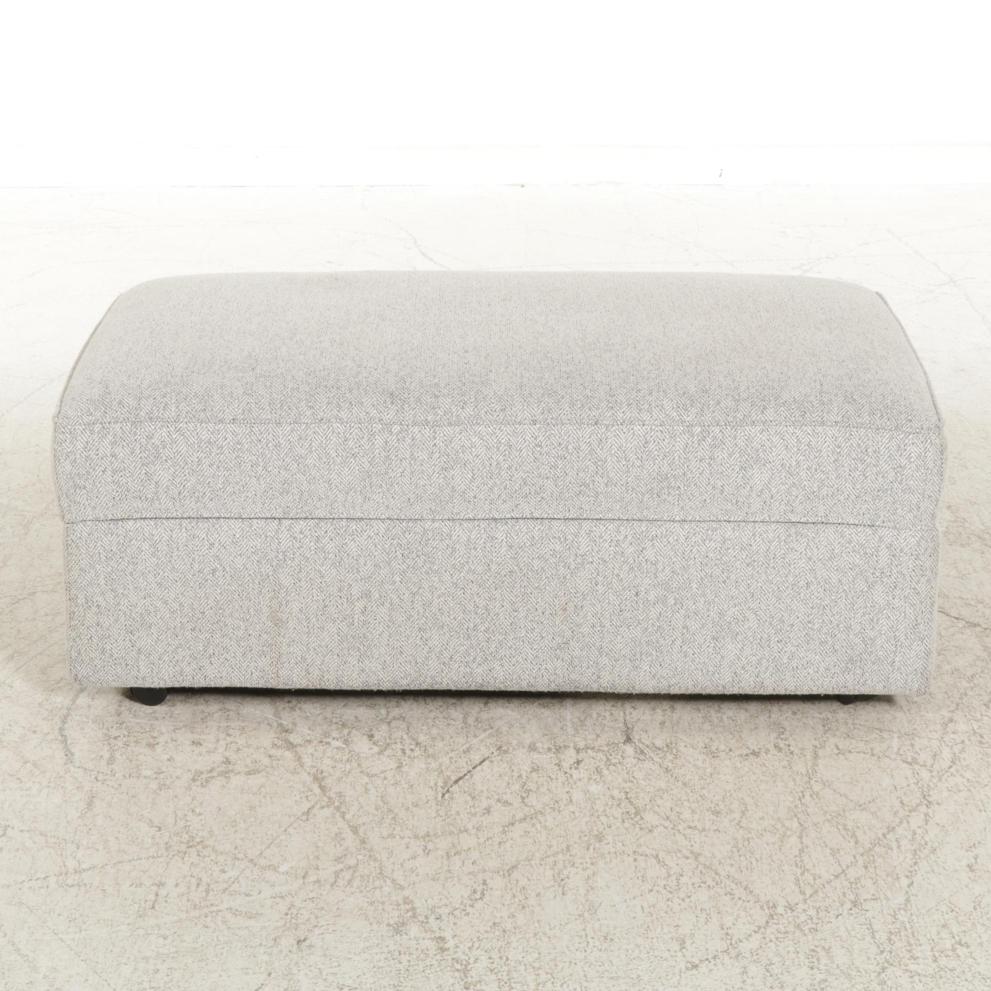 Herringbone-Pattern Upholstered Storage Ottoman on Casters