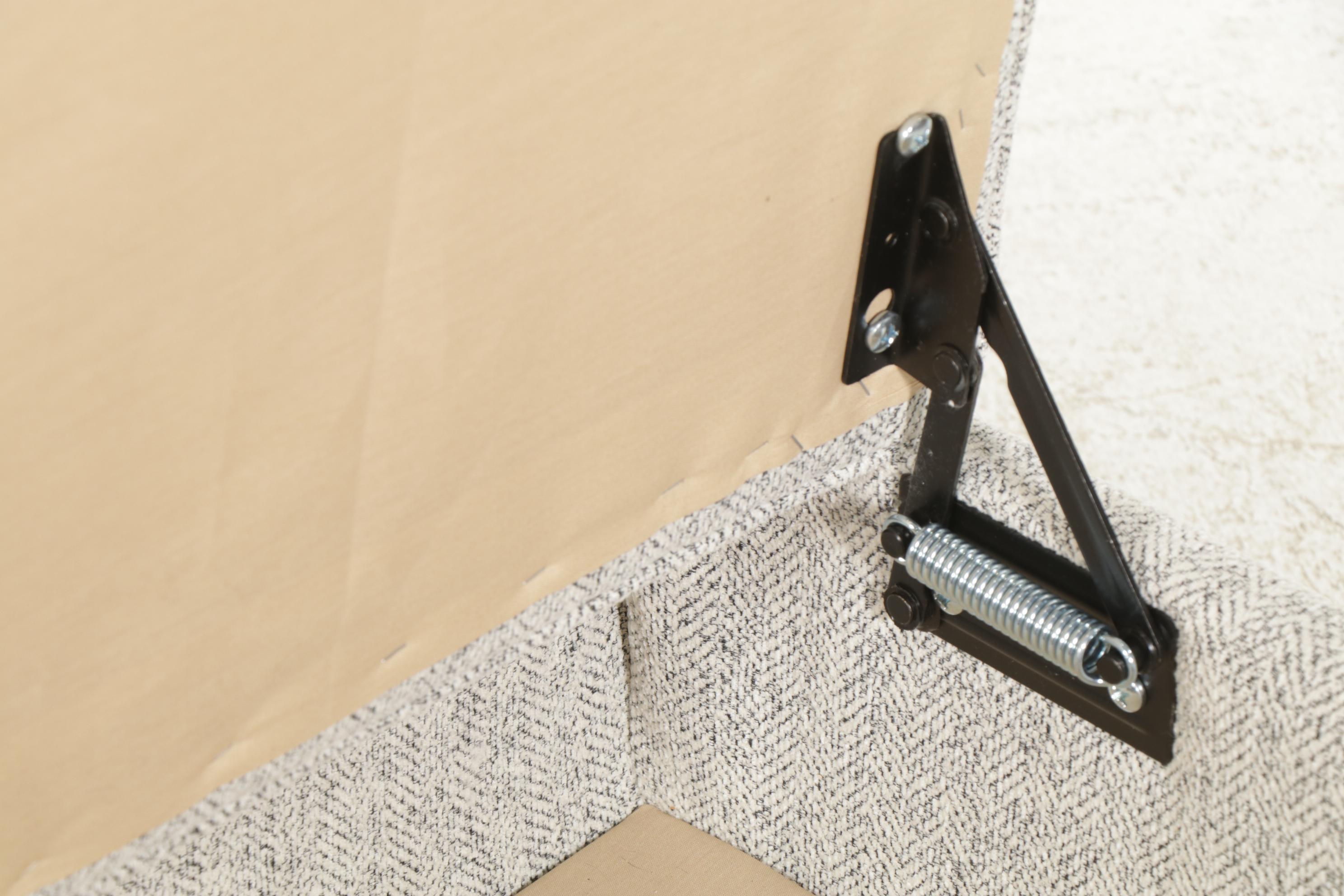 Herringbone-Pattern Upholstered Storage Ottoman on Casters