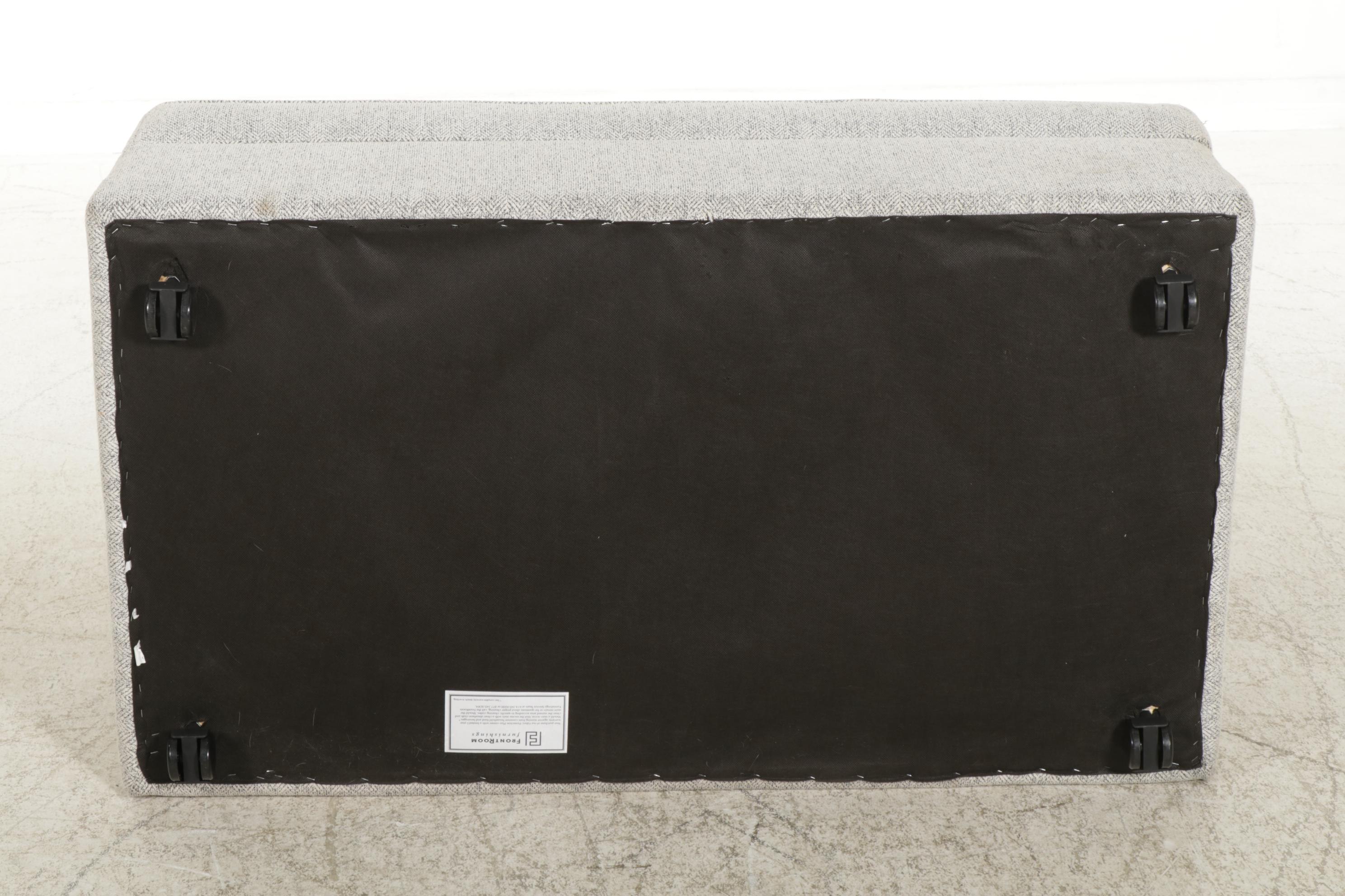 Herringbone-Pattern Upholstered Storage Ottoman on Casters