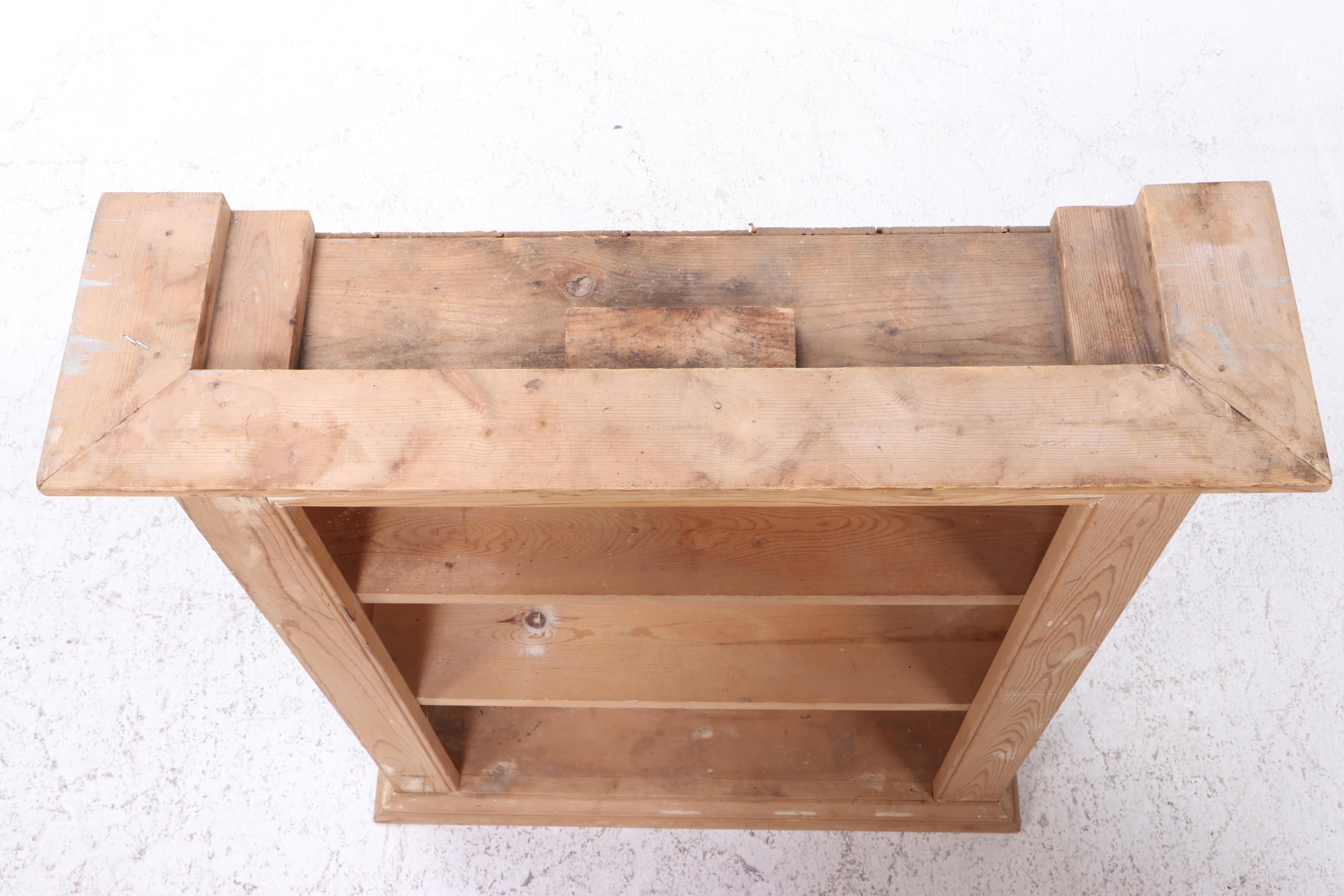 Victorian Style Pine Three-Shelf Bookcase