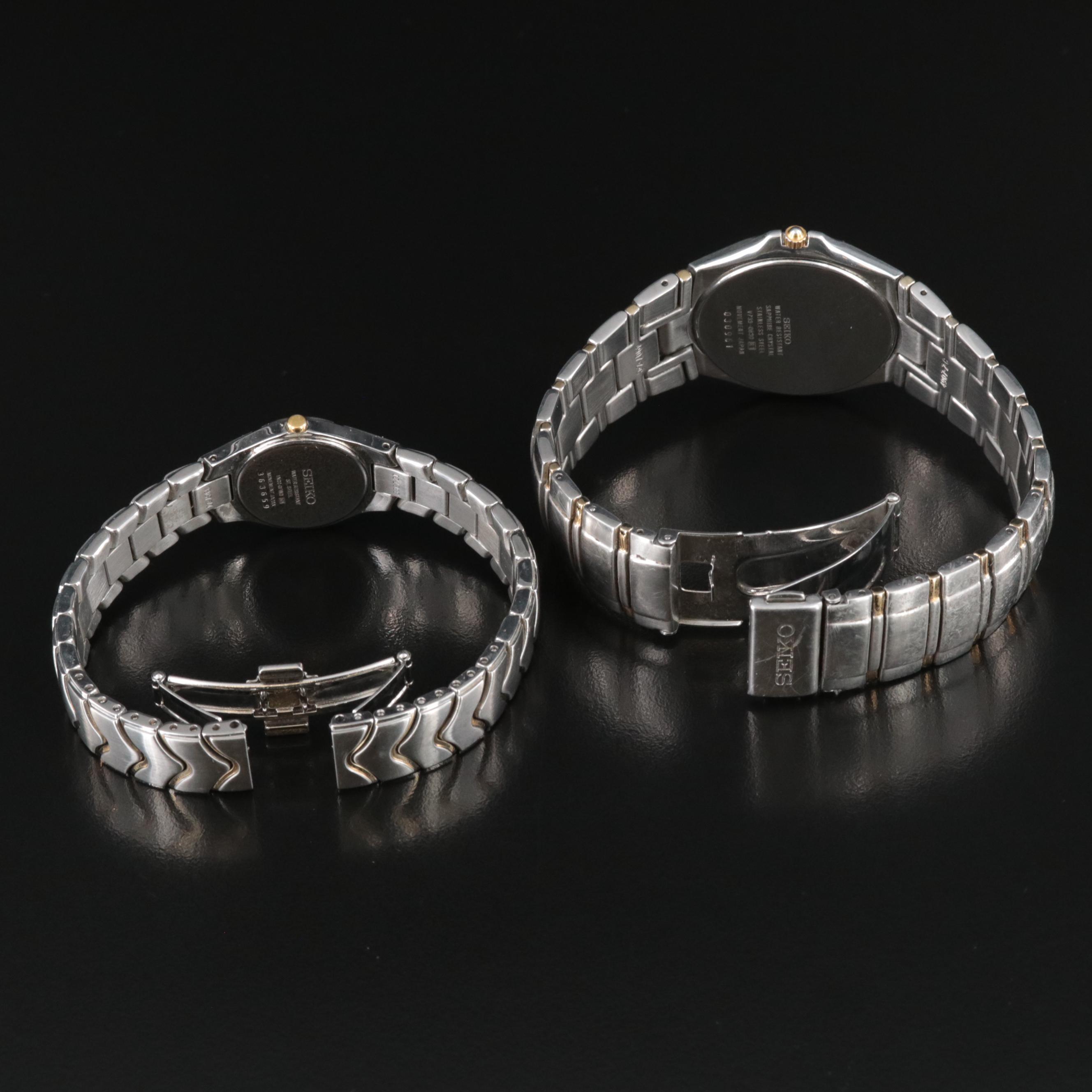 Pair of Seiko Two-Tone Stainless Steel Quartz Watches