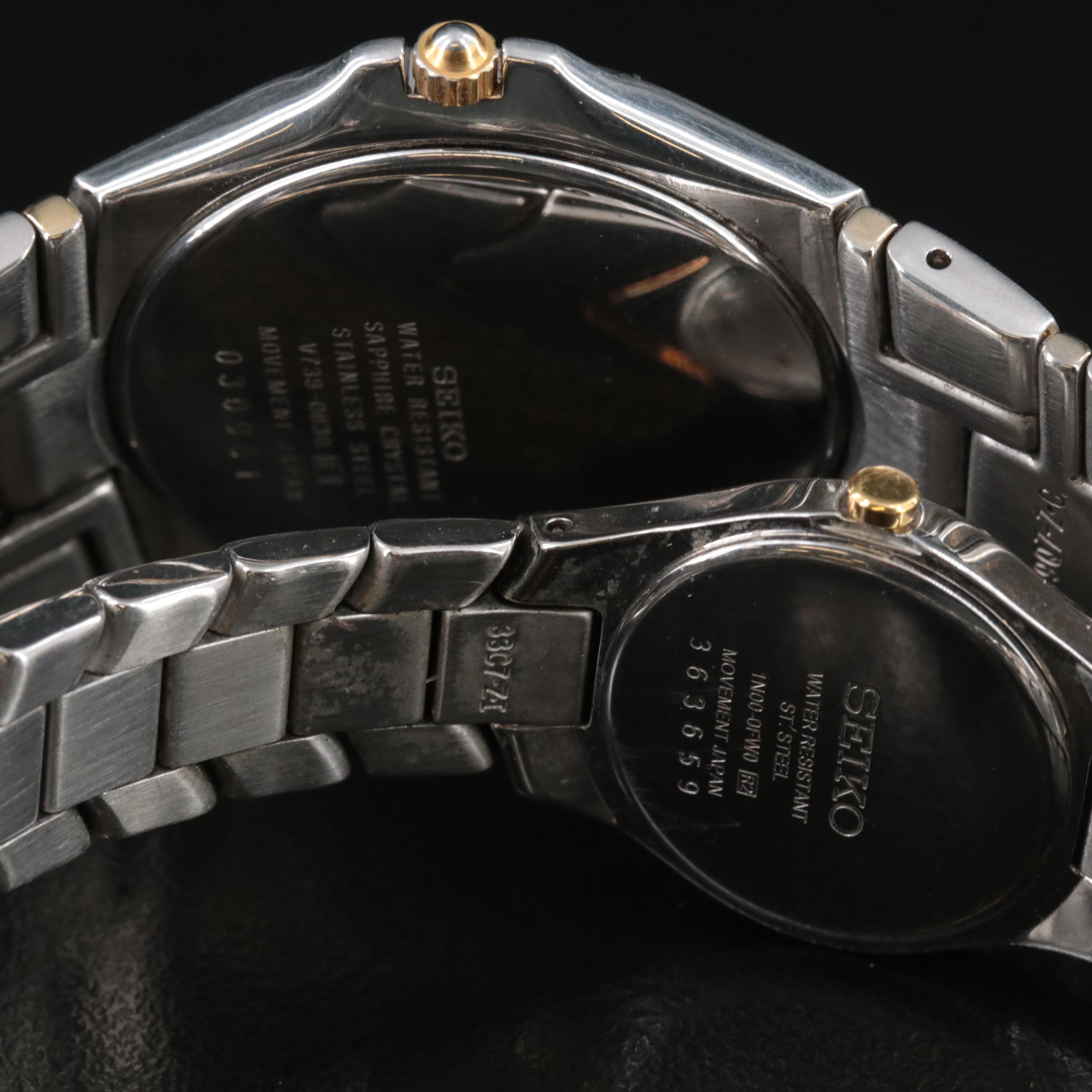 Pair of Seiko Two-Tone Stainless Steel Quartz Watches
