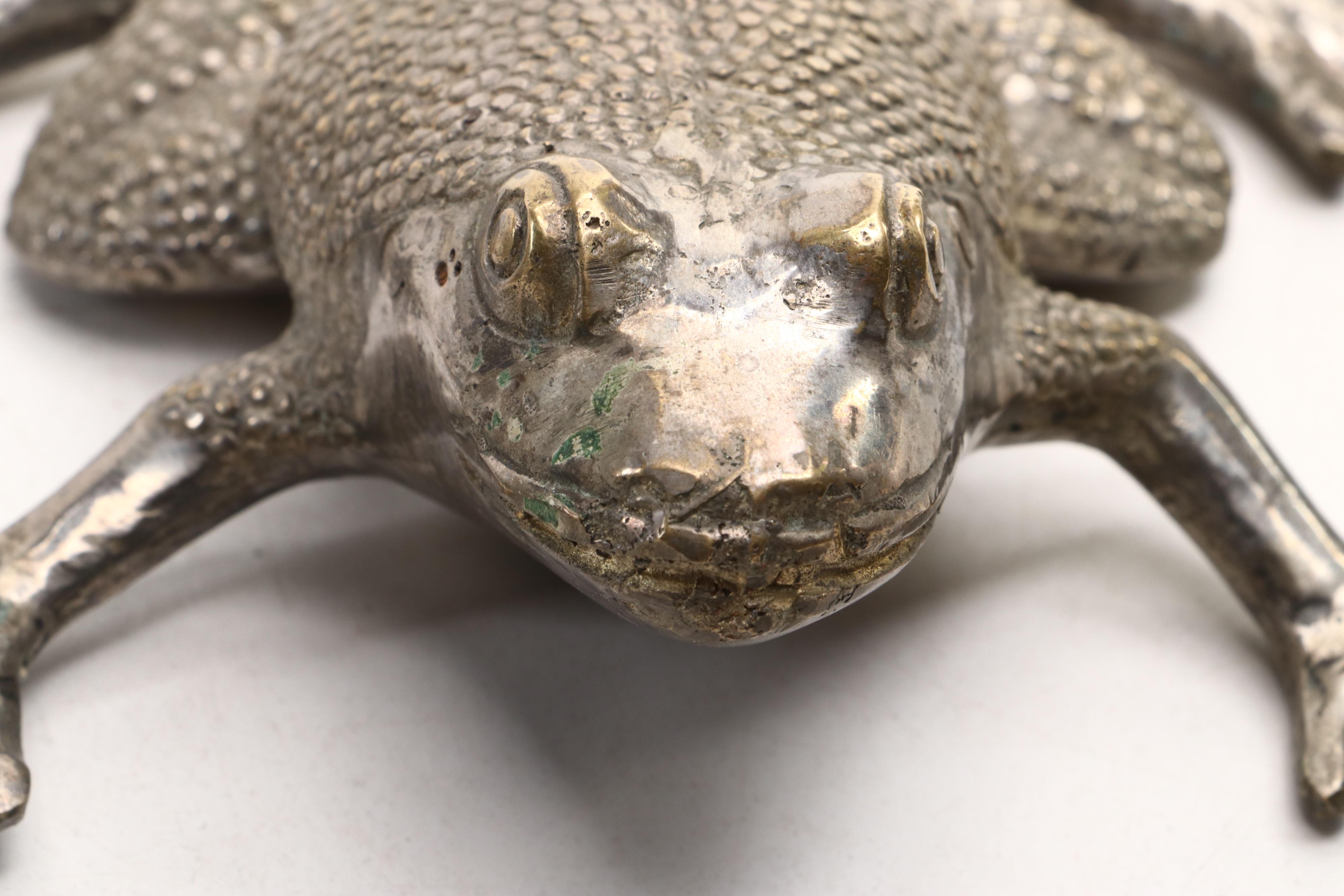 Hobby Lobby Glazed Ceramic Frog Vase with Metal Frog Figurines