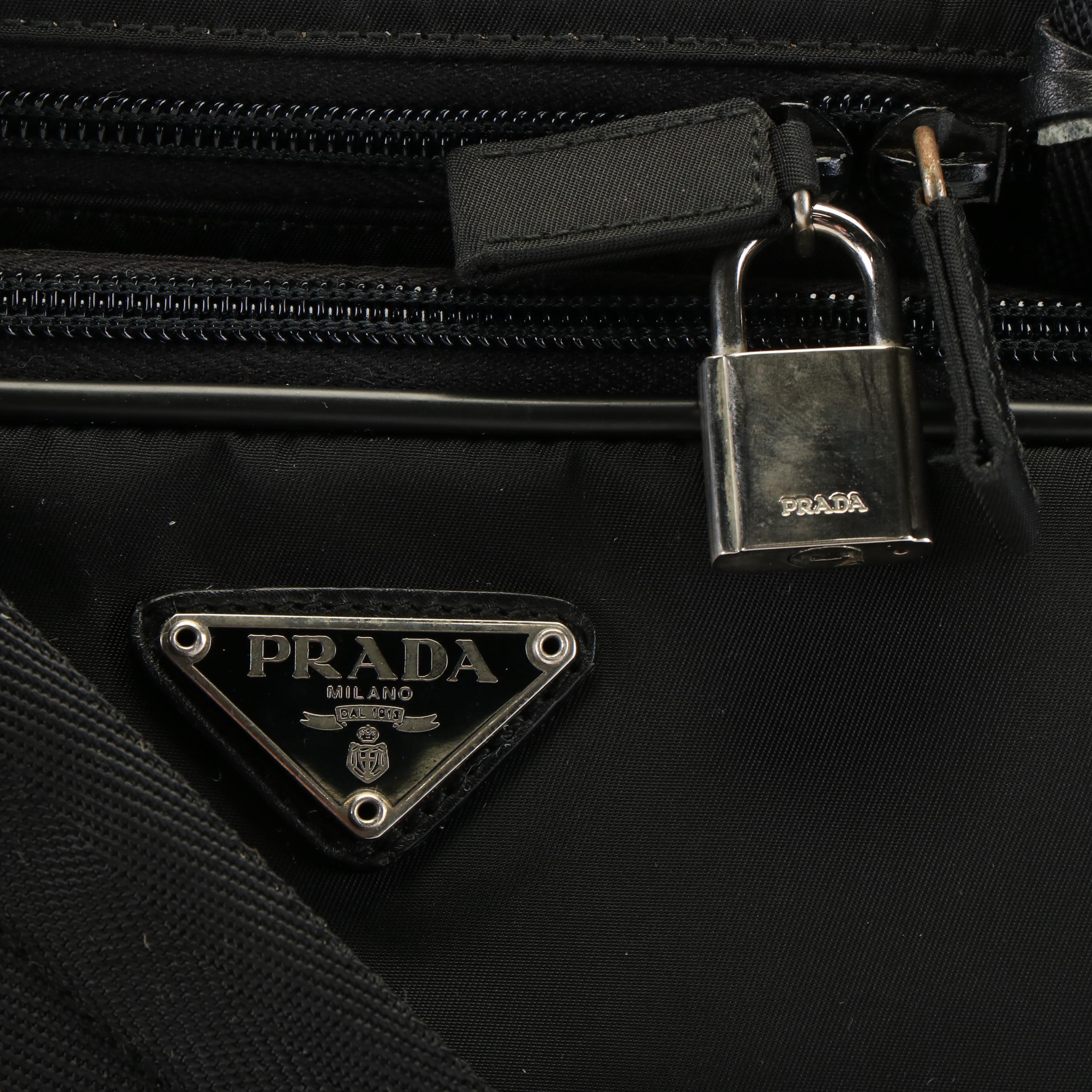 Prada Tessuto Black Nylon Travel Zip Around Travel Tote Bag