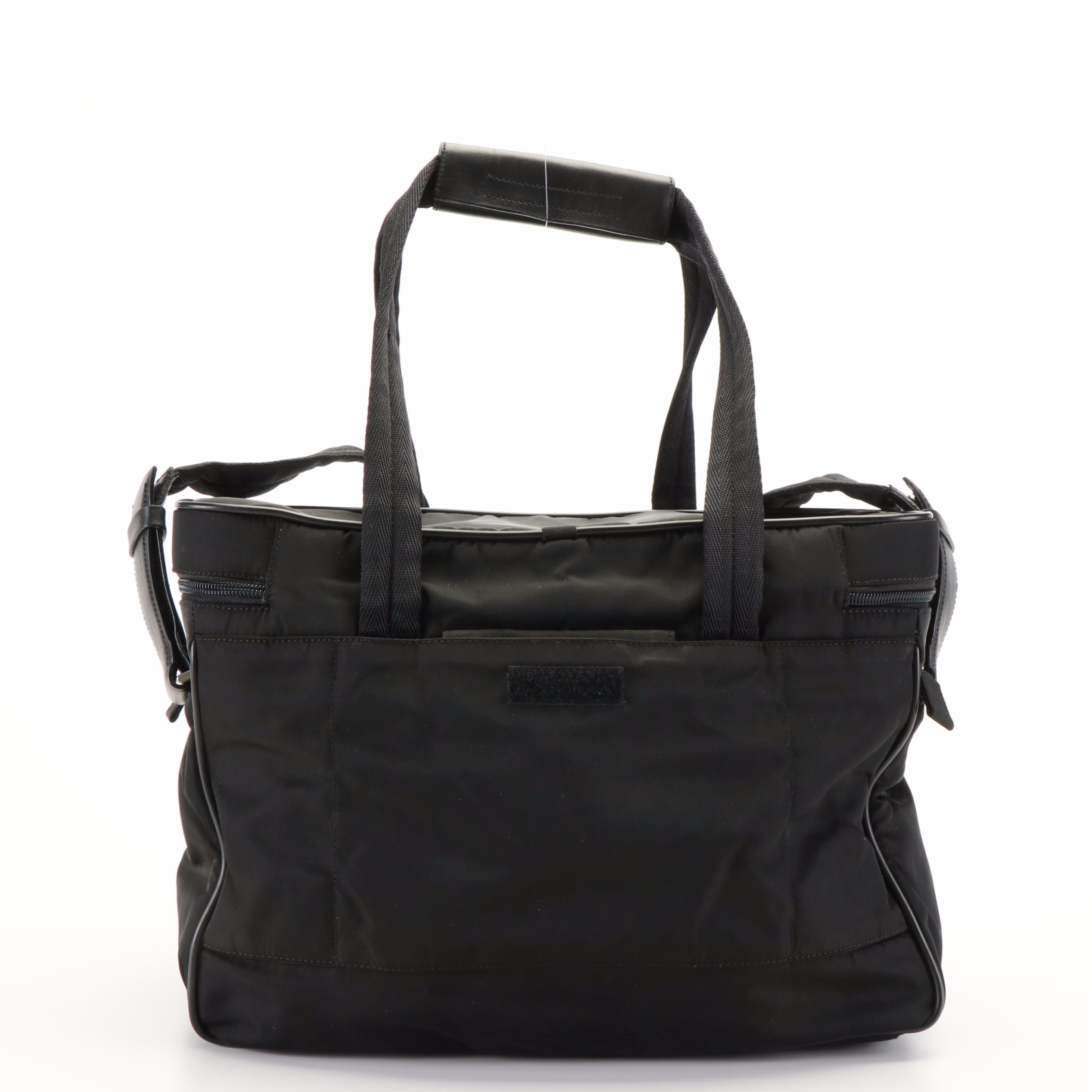 Prada Tessuto Black Nylon Travel Zip Around Travel Tote Bag