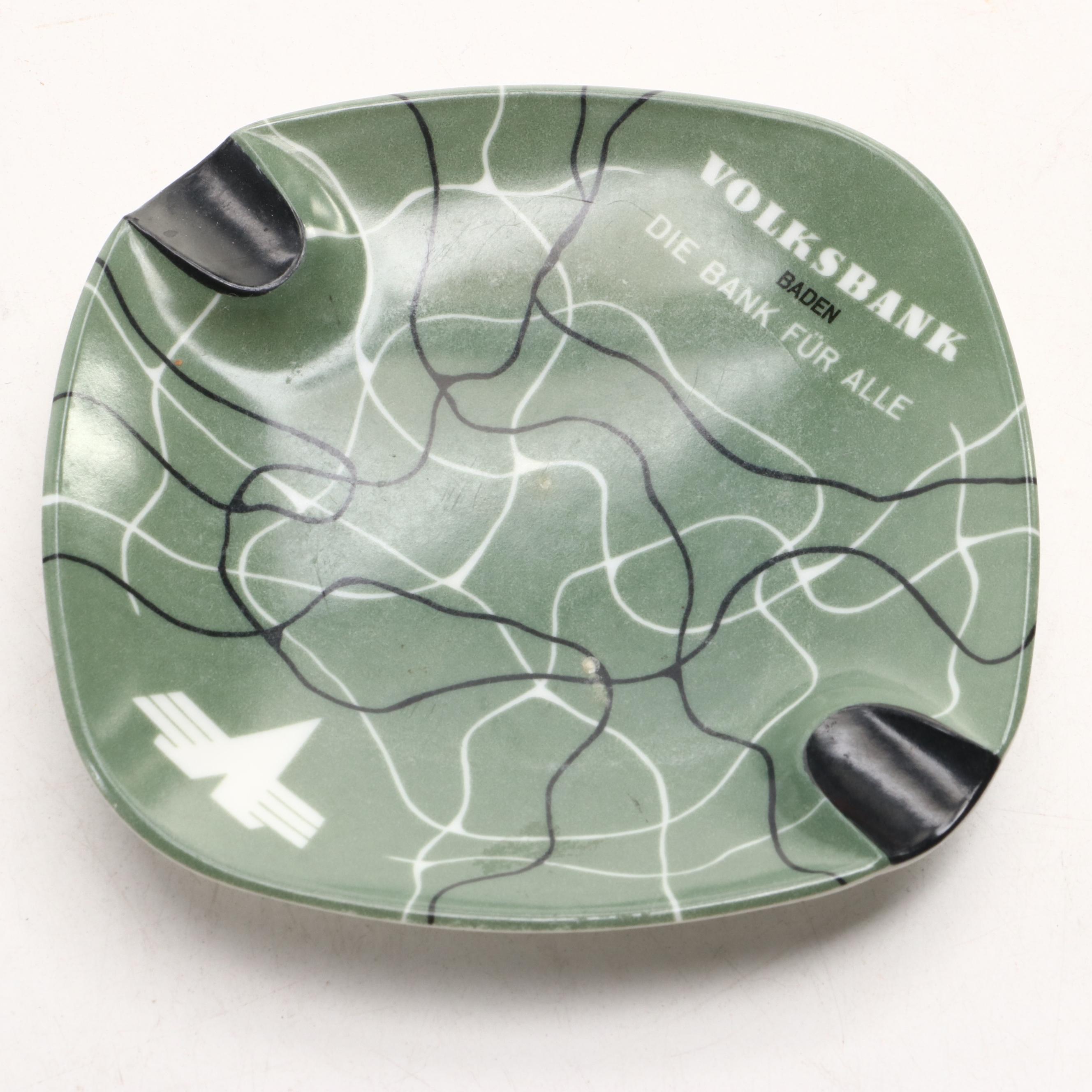 MCM Atomic Style and Other Ceramic, Mosaic Ashtrays, Glass Ornament