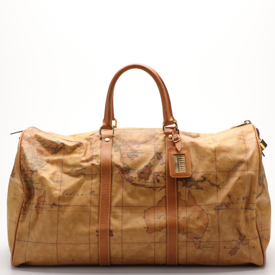 Alviero Martini 1A Classe Geo Classic Weekender Bag in Printed Coated Canvas