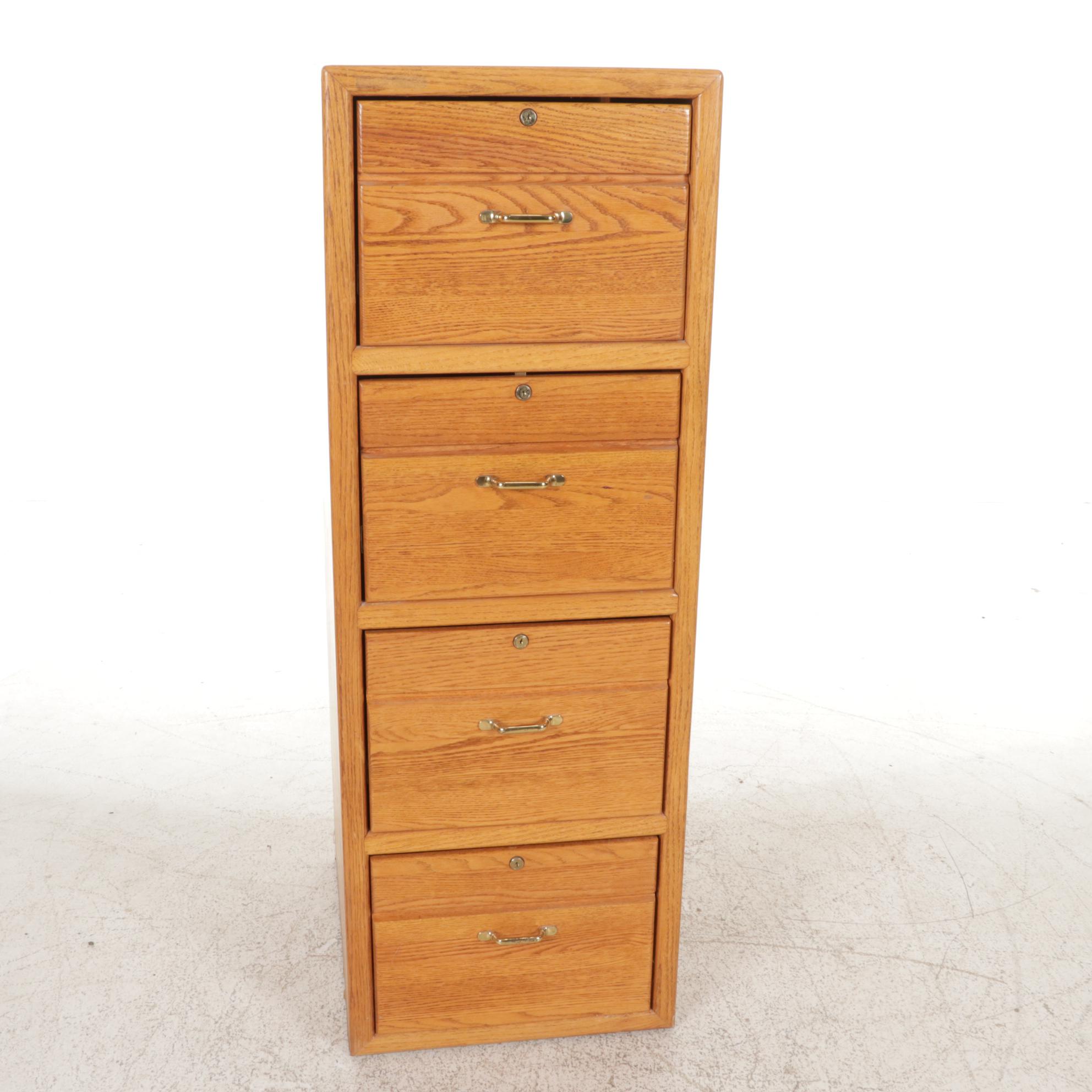 Oak Four-Drawer Filing Cabinet