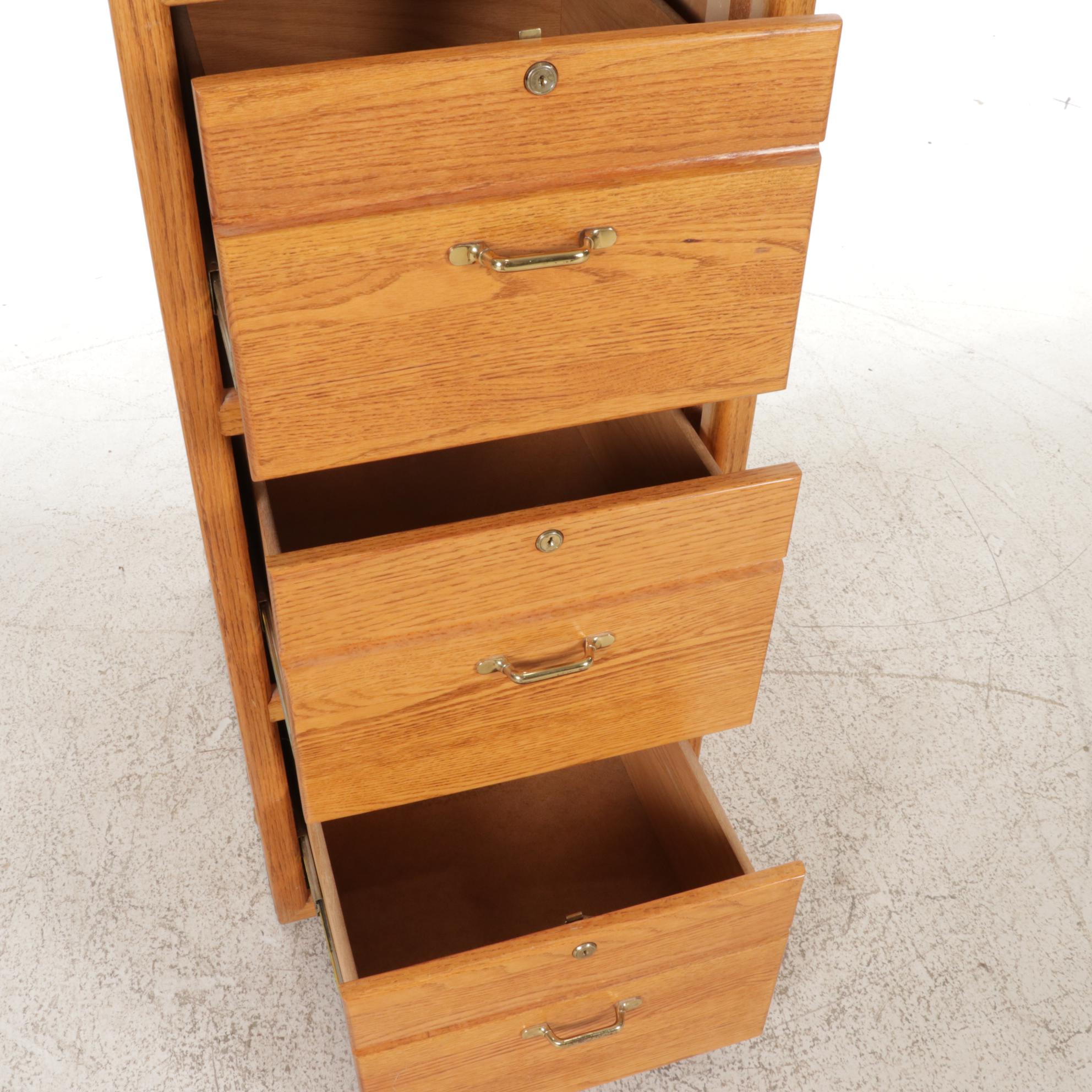 Oak Four-Drawer Filing Cabinet