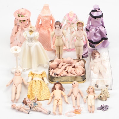 Sally Smith Cutts with Other Bisque Artist Dolls, Parts and Accessories