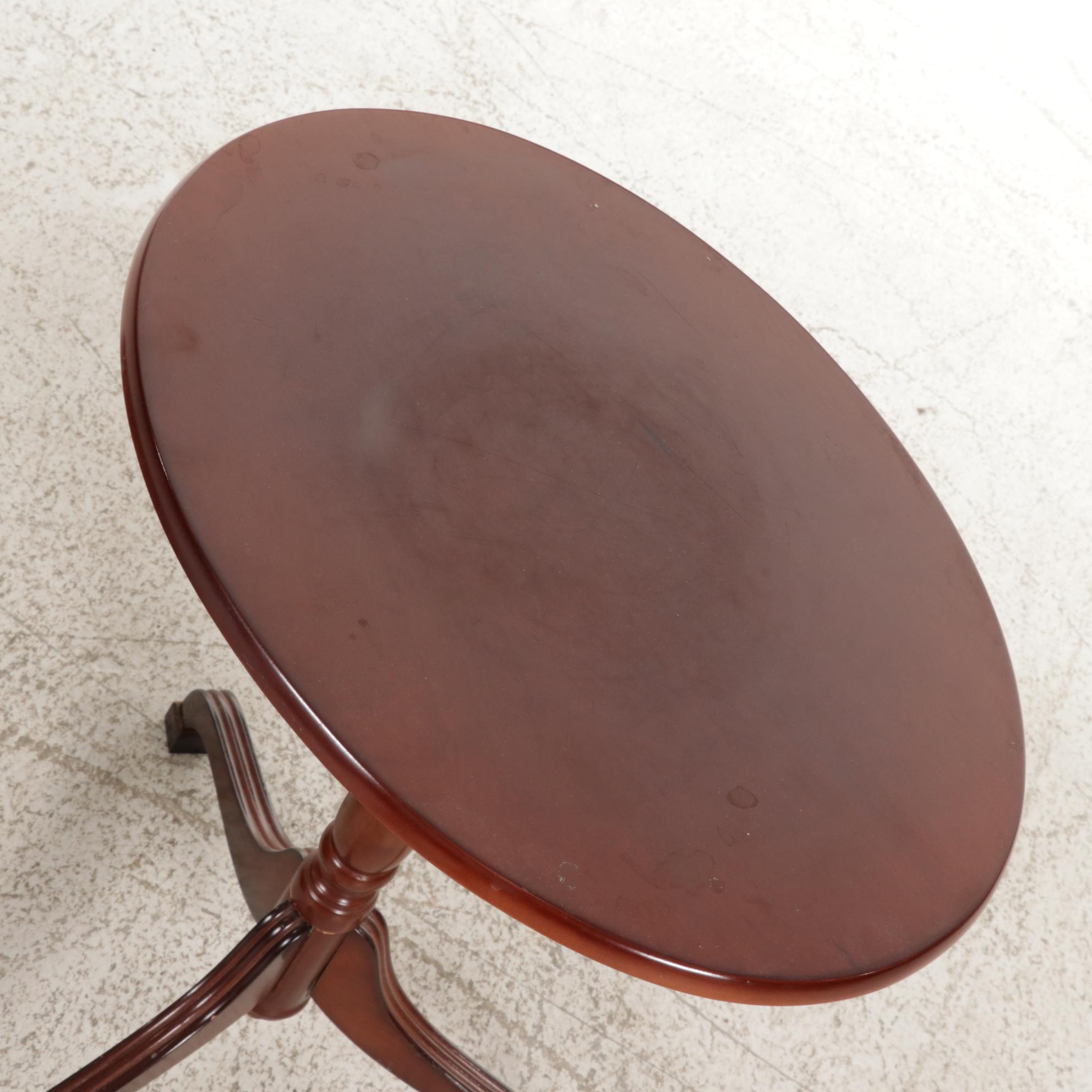 Bombay Company Tilt-Top End Table Plus Faux Leather Ottoman
