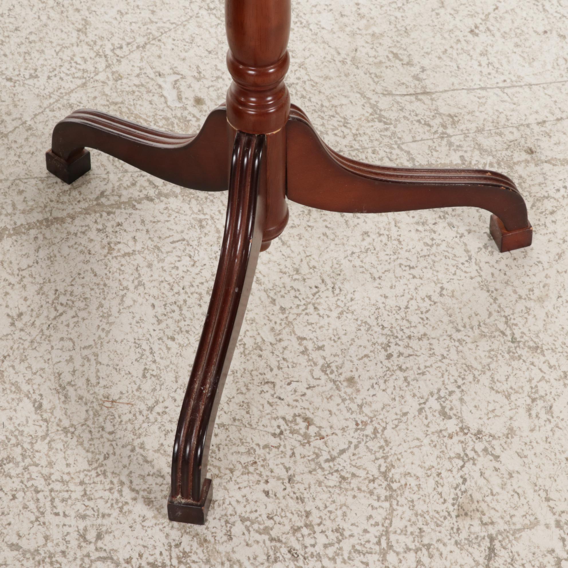 Bombay Company Tilt-Top End Table Plus Faux Leather Ottoman