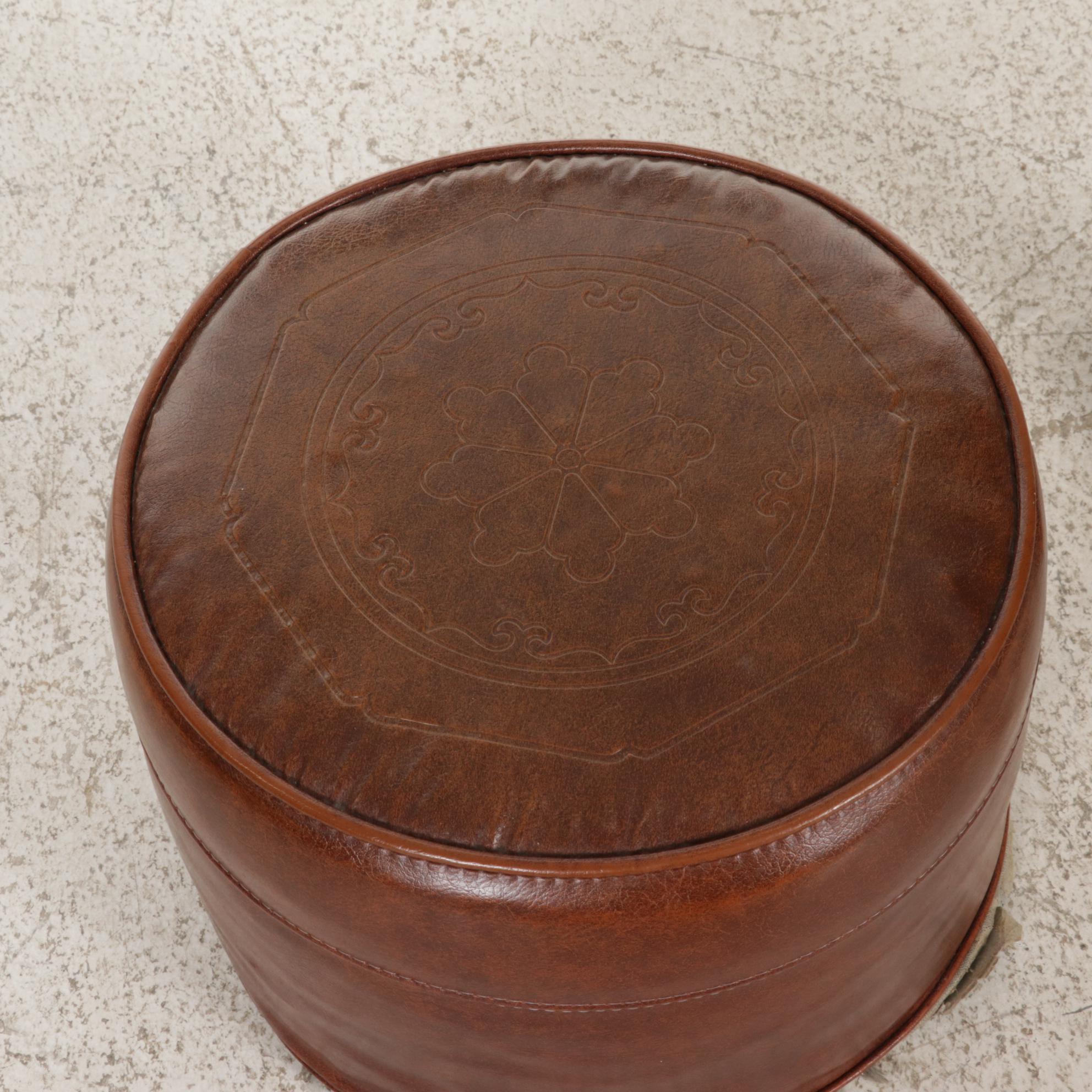 Bombay Company Tilt-Top End Table Plus Faux Leather Ottoman