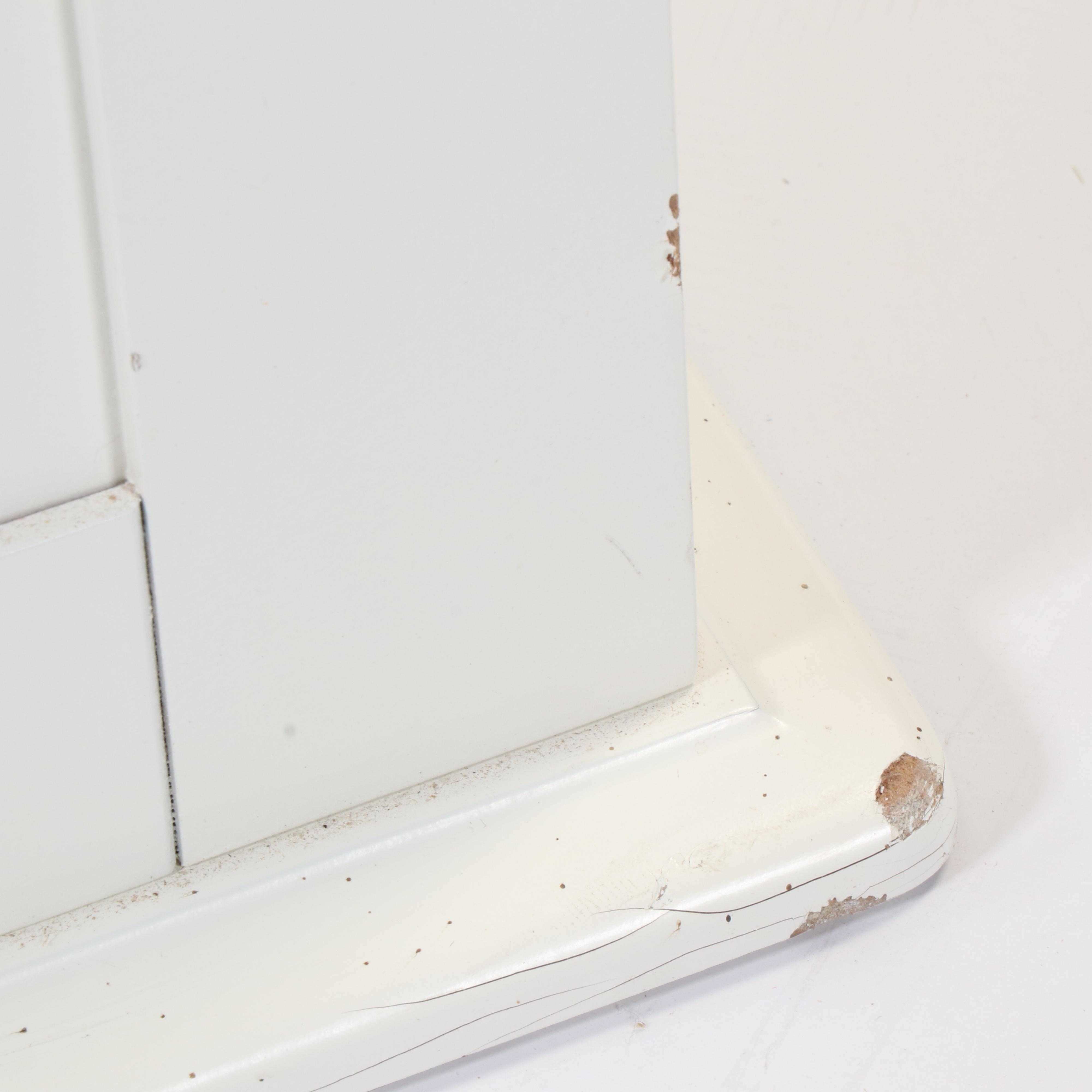 White Painted Wooden Storage Chest and End Table with Storage Baskets