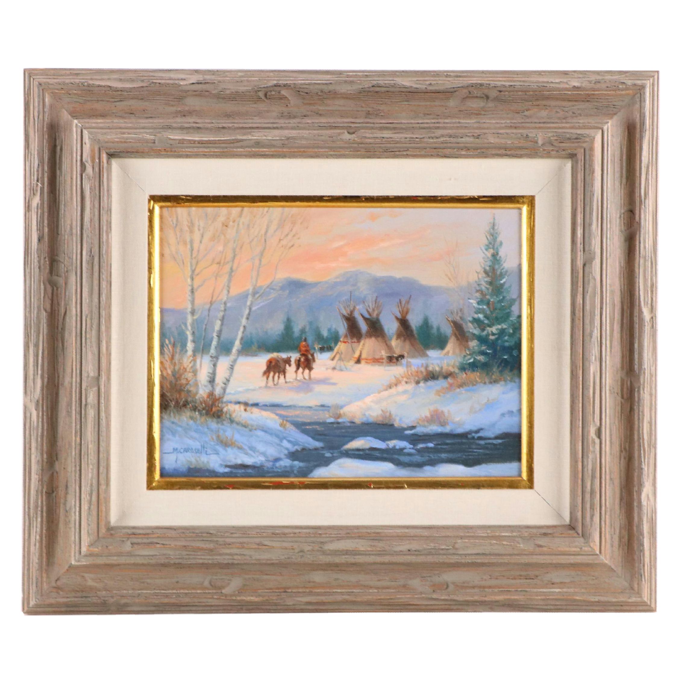 Marianne Caroselli Oil Painting of Native American Encampment