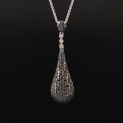 Sterling 0.61 CTW Diamond Necklace Including Lab Grown Fancy Black Diamonds