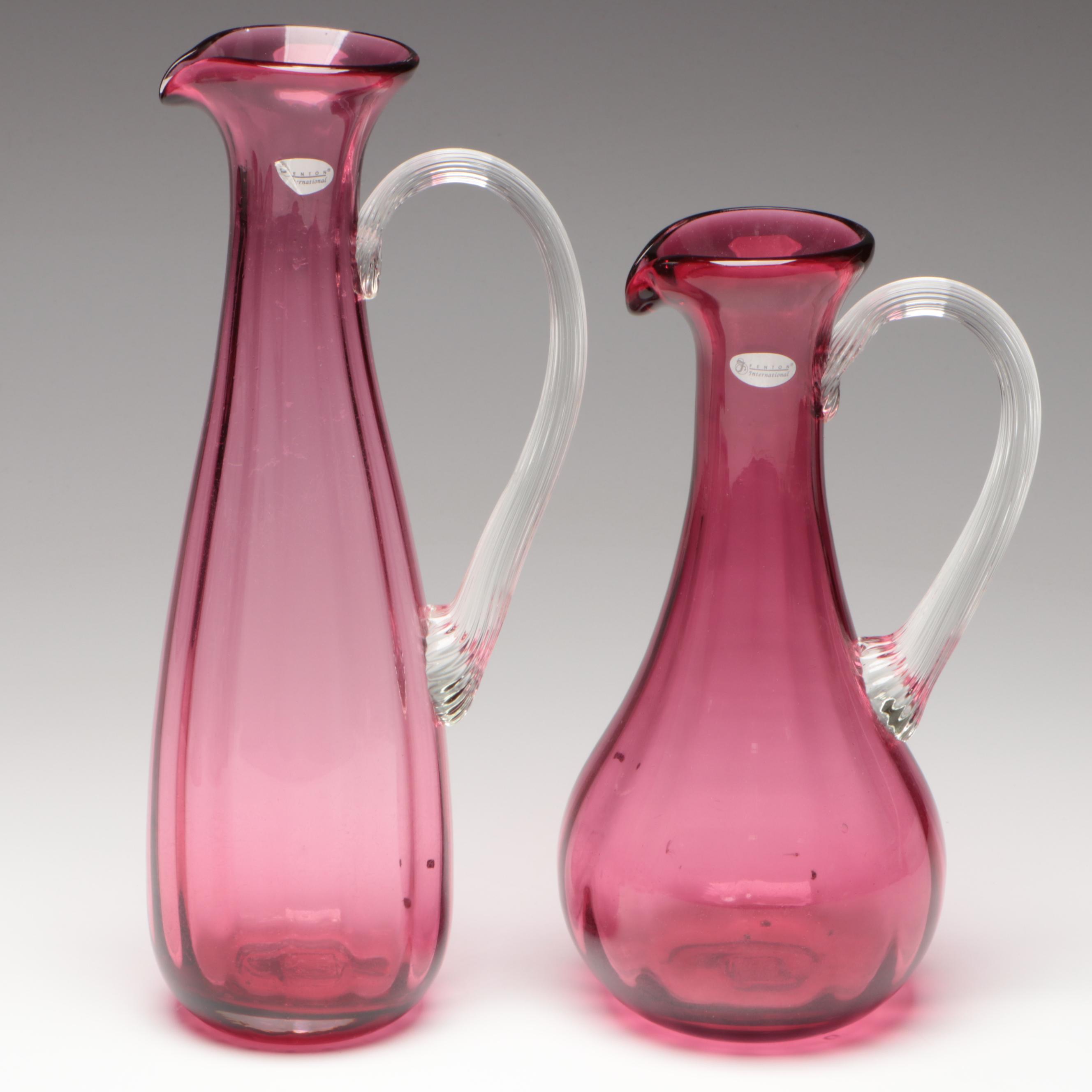 Fenton and Pilgrim Cranberry Glass Pitchers, Vases and Basket