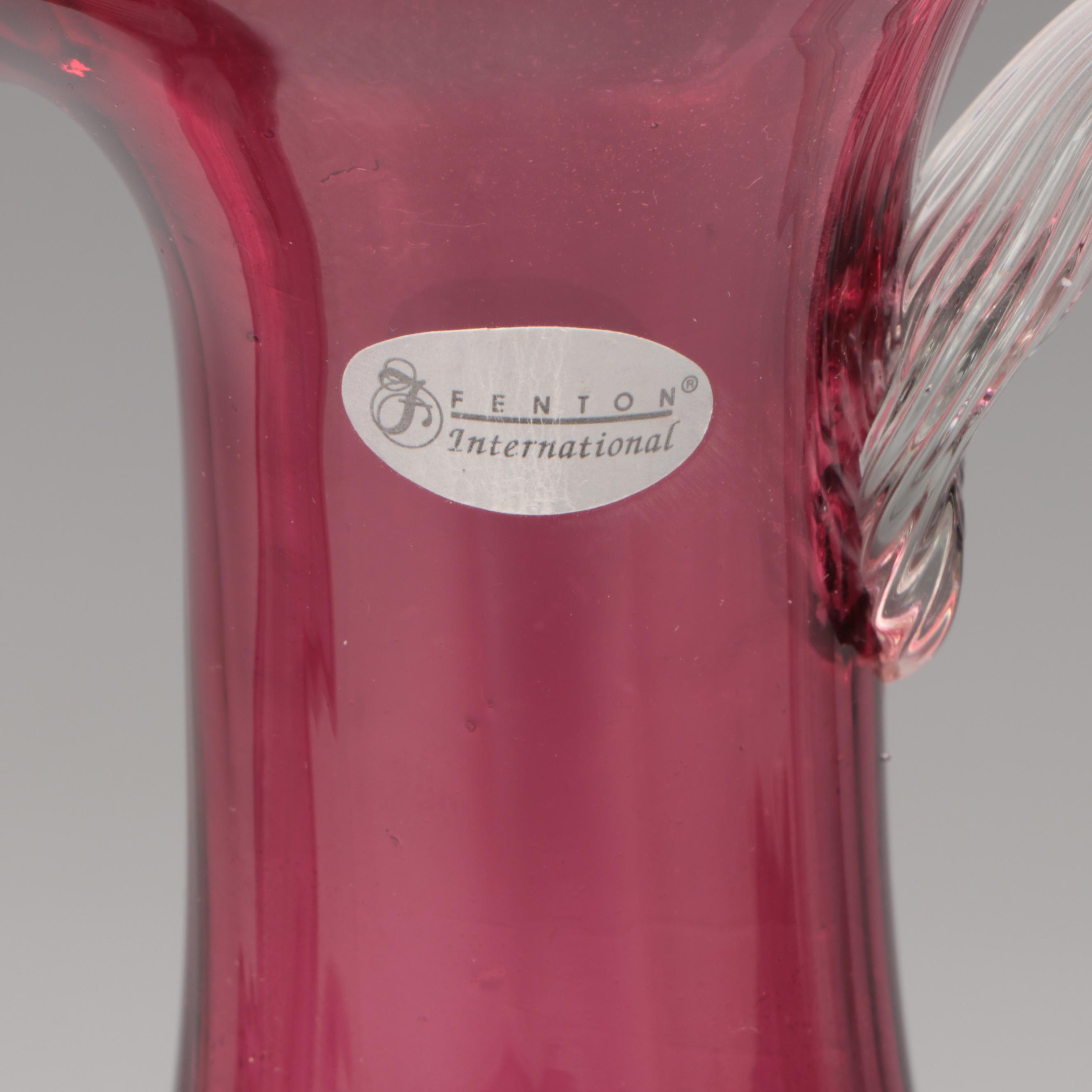 Fenton and Pilgrim Cranberry Glass Pitchers, Vases and Basket