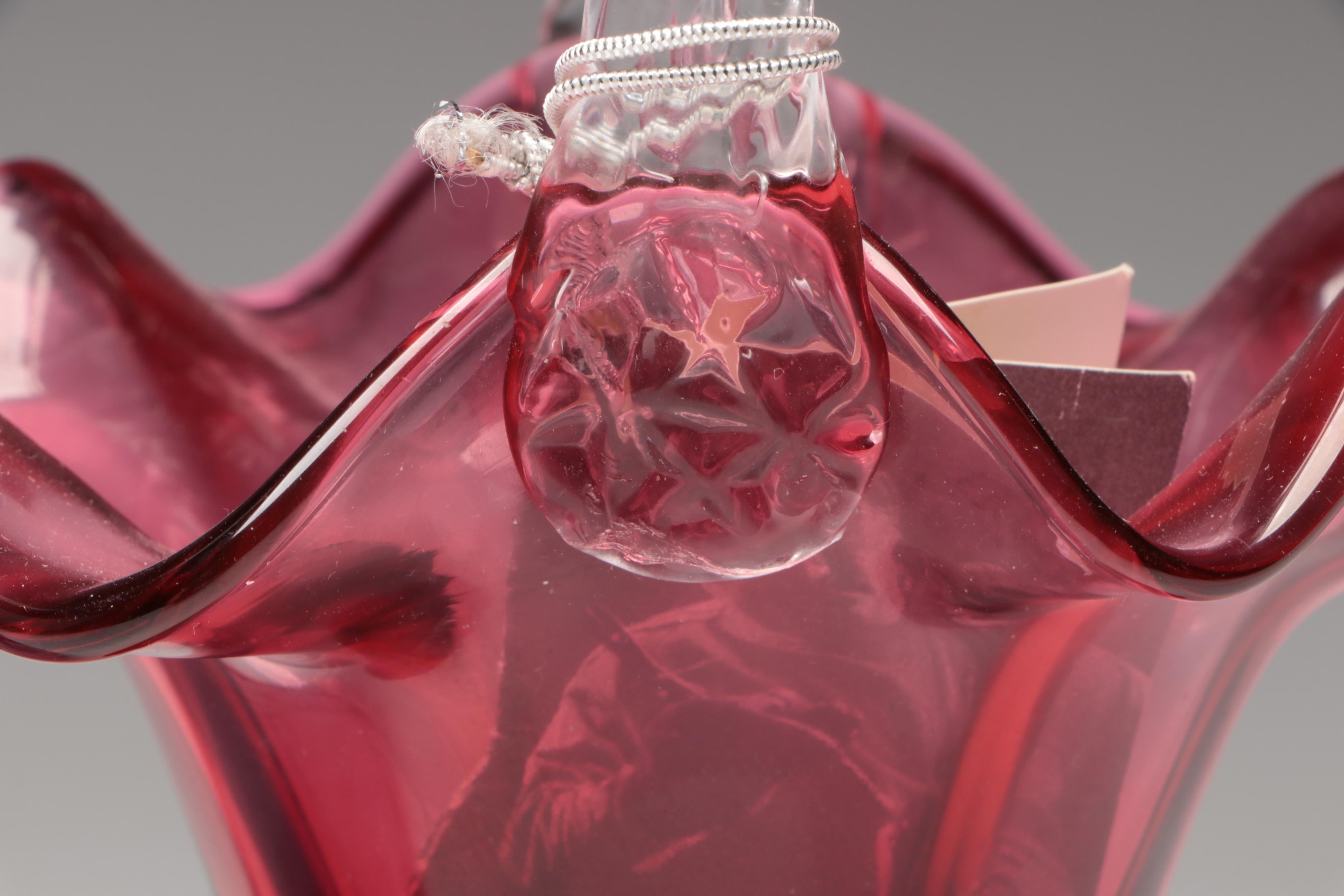 Fenton and Pilgrim Cranberry Glass Pitchers, Vases and Basket