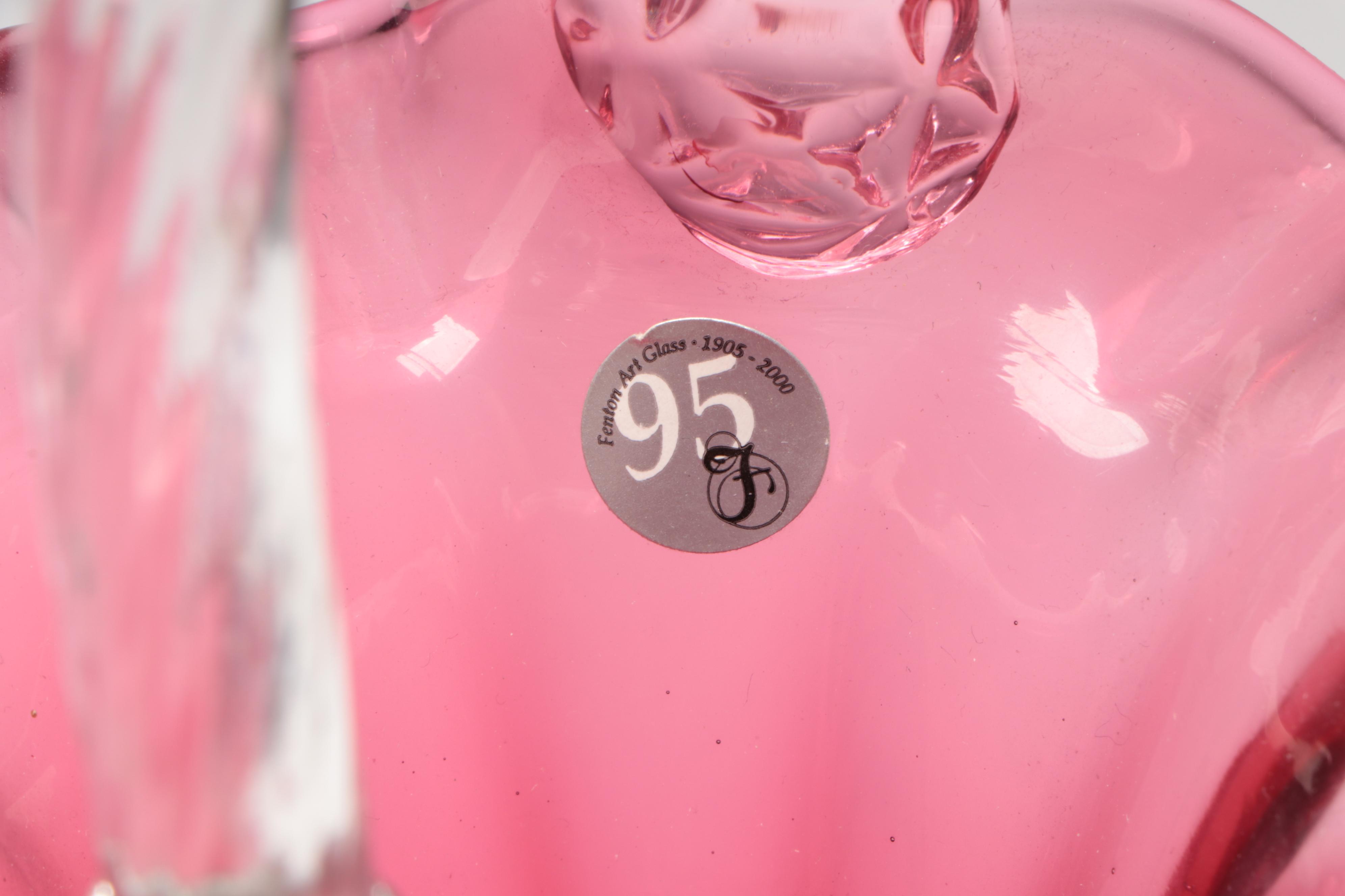 Fenton and Pilgrim Cranberry Glass Pitchers, Vases and Basket