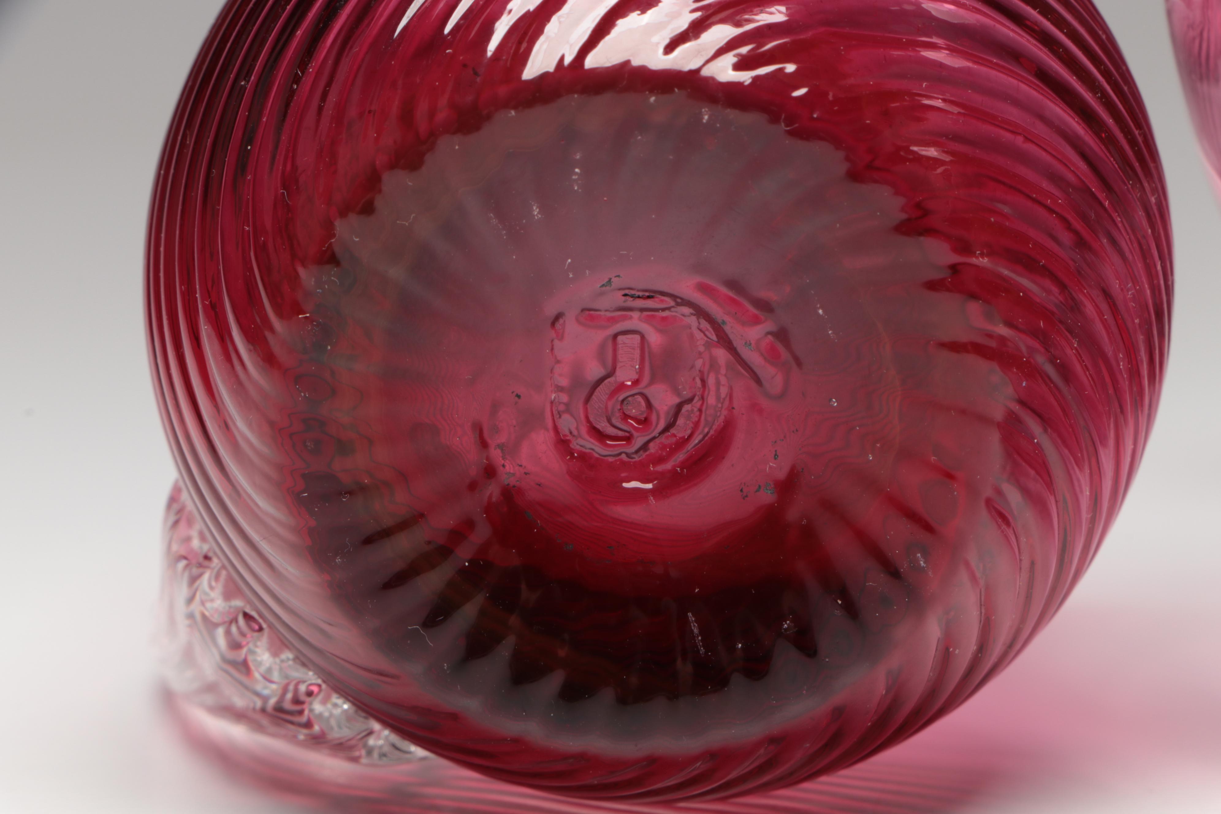 Fenton and Pilgrim Cranberry Glass Pitchers, Vases and Basket