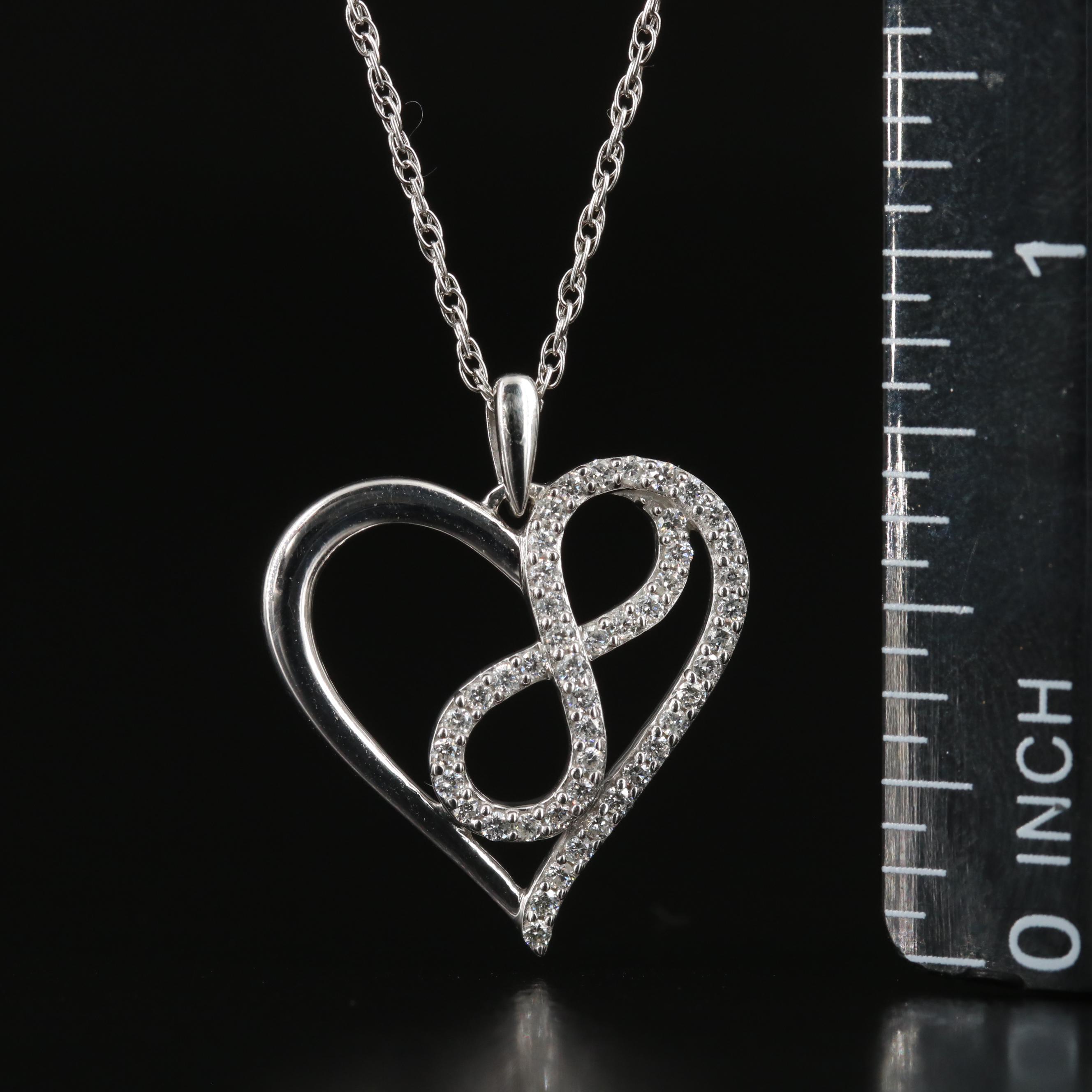 Sterling Diamond Infinity Heart Pendant Necklace