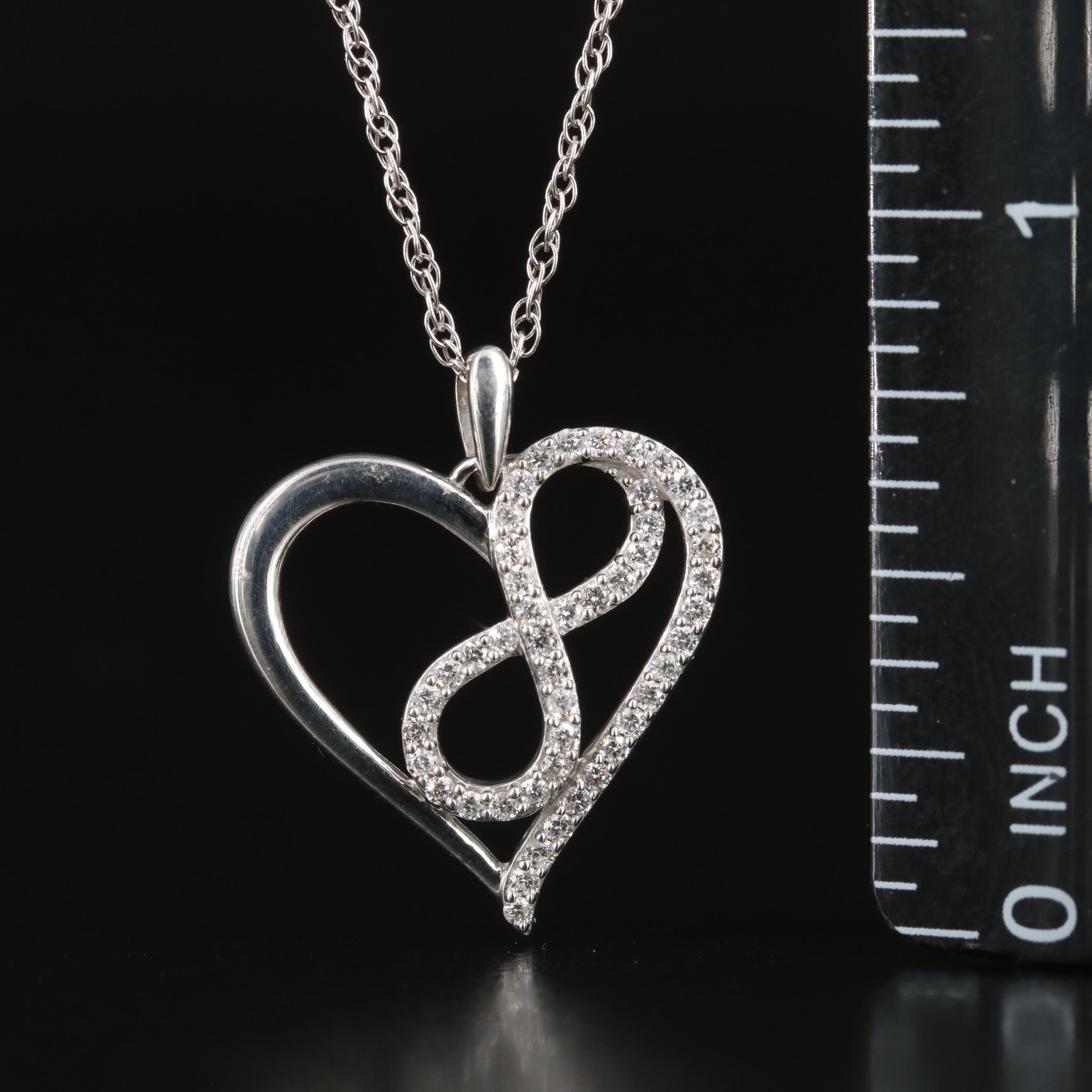 Sterling Diamond Heart Infinity Pendant Necklace