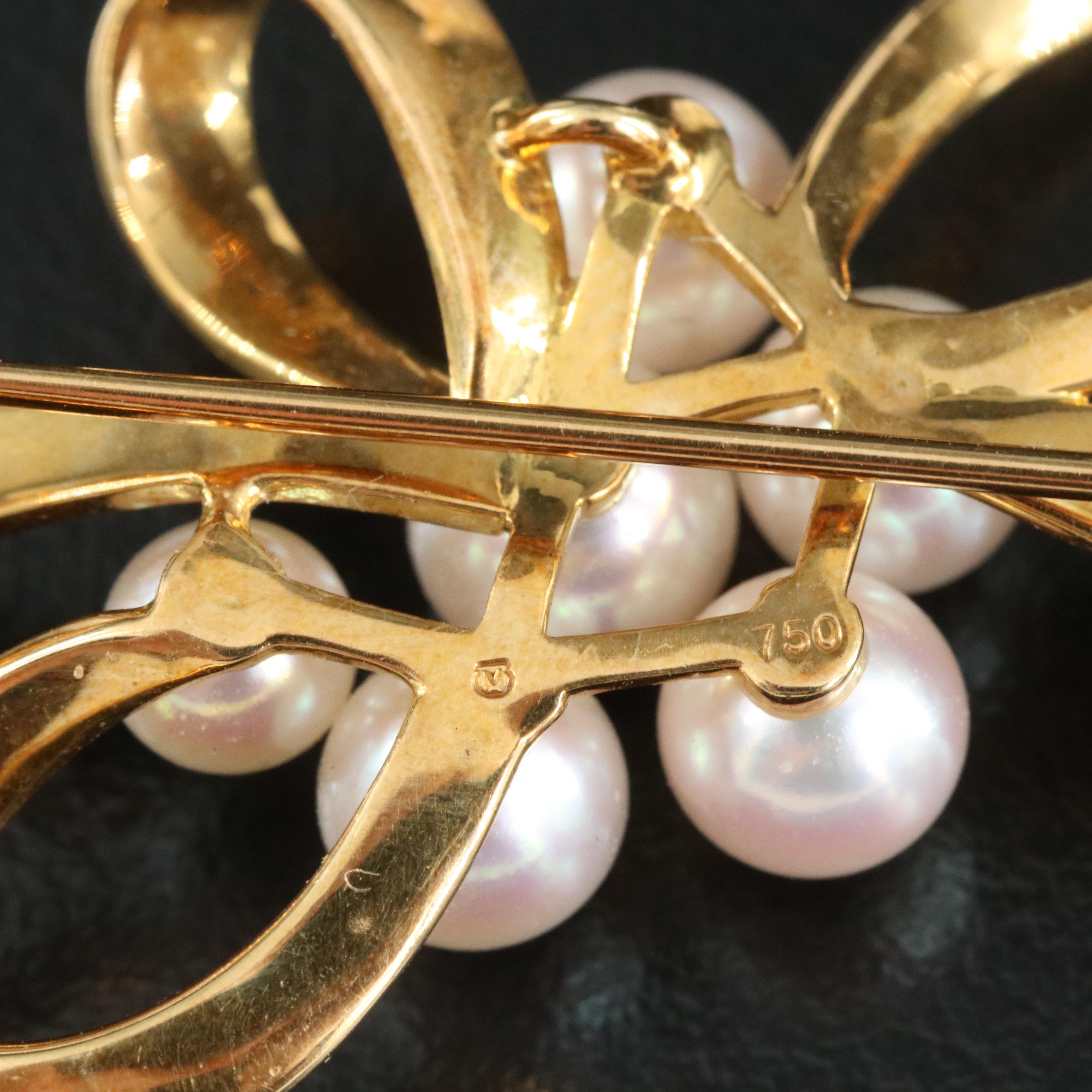 Mikimoto 18K Pearl Bow Brooch
