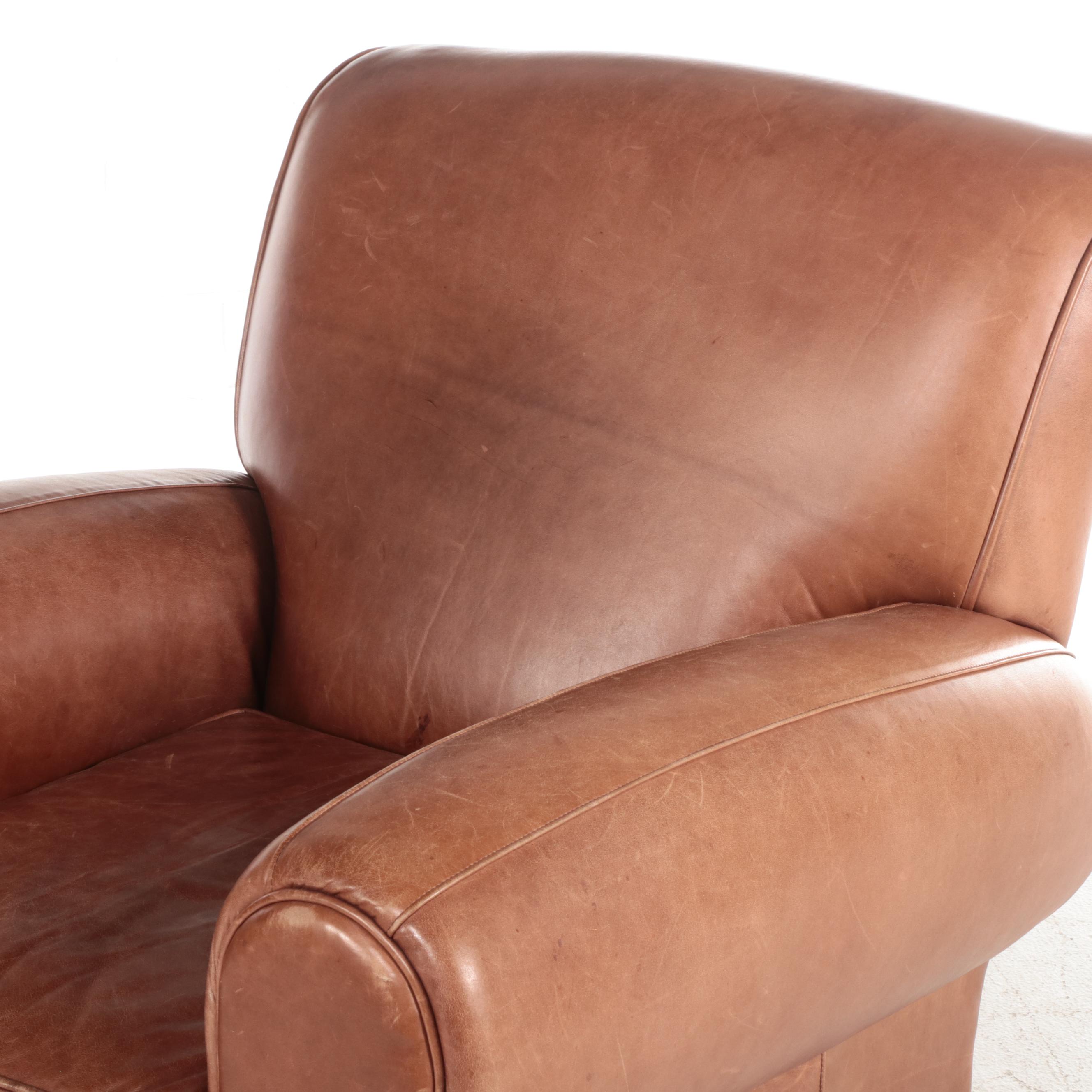 Mitchell Gold for Pottery Barn "Manhattan" Brown Leather Club Chair