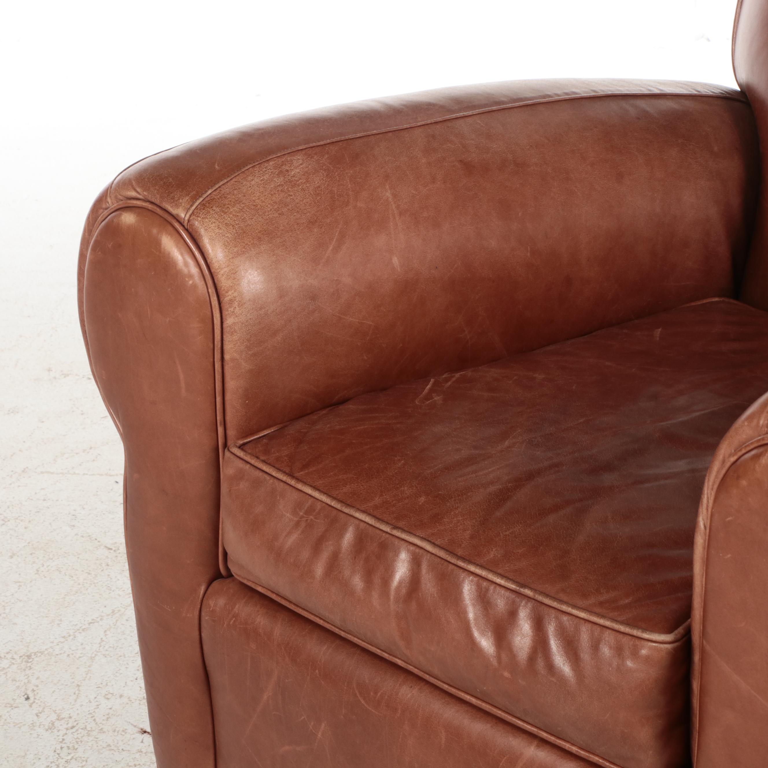 Mitchell Gold for Pottery Barn "Manhattan" Brown Leather Club Chair