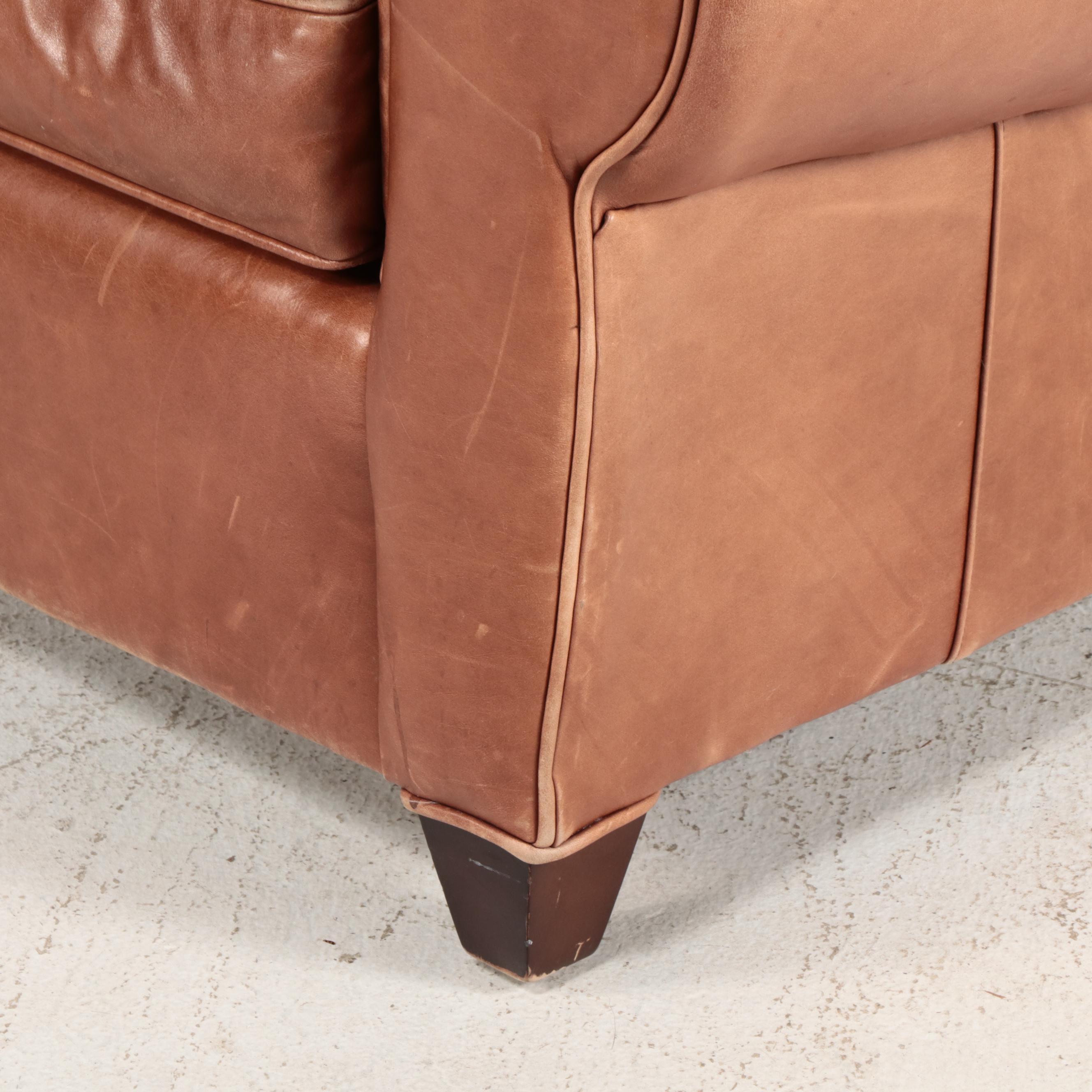 Mitchell Gold for Pottery Barn "Manhattan" Brown Leather Club Chair